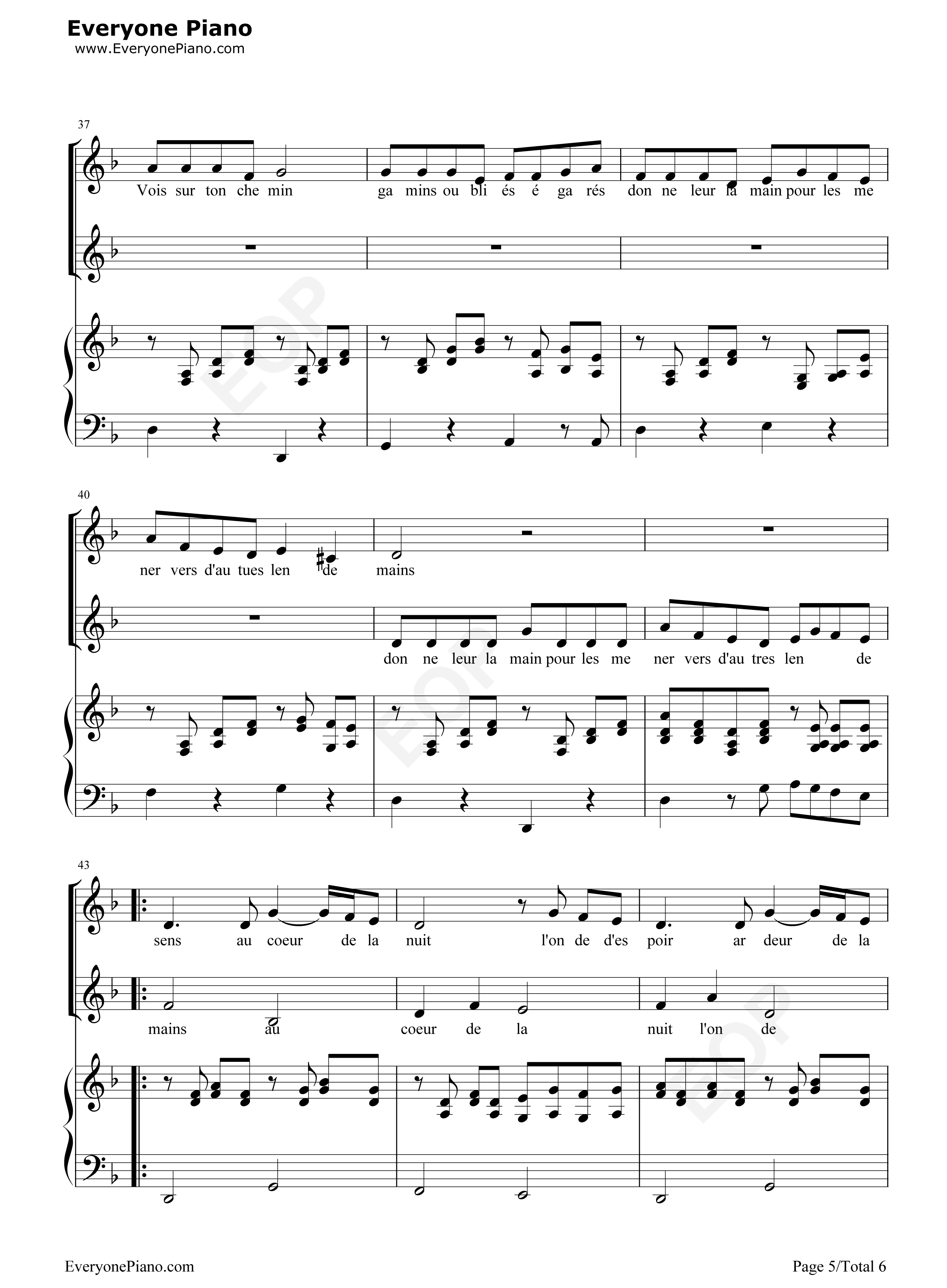 Vois_Sur_Ton_Chemin钢琴谱_Bruno_Coulais_&_Christophe_Barratier