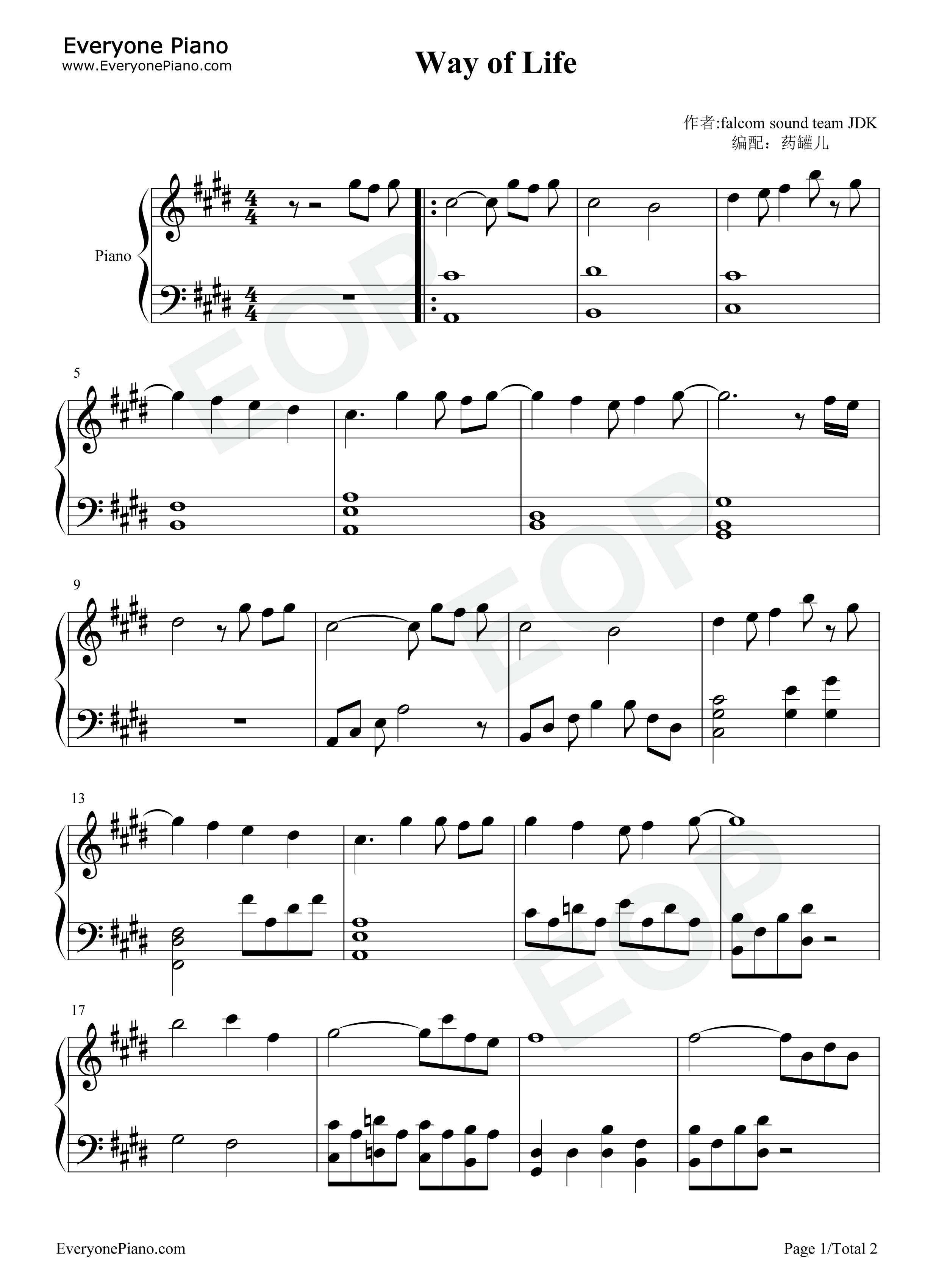 Way_of_Life钢琴谱_小寺可南子