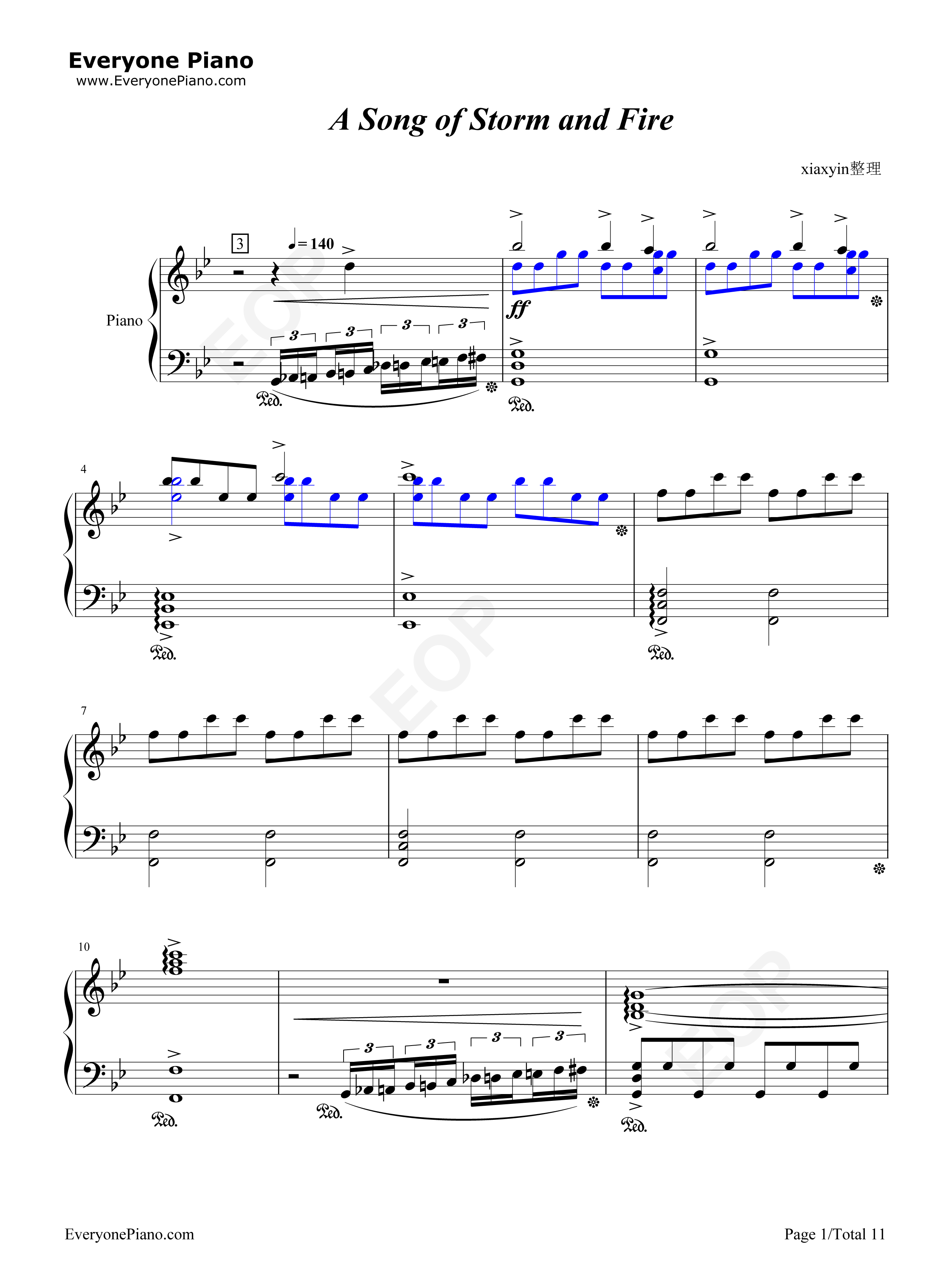 A_Song_of_Storm_and_Fire钢琴谱_翼•年代记