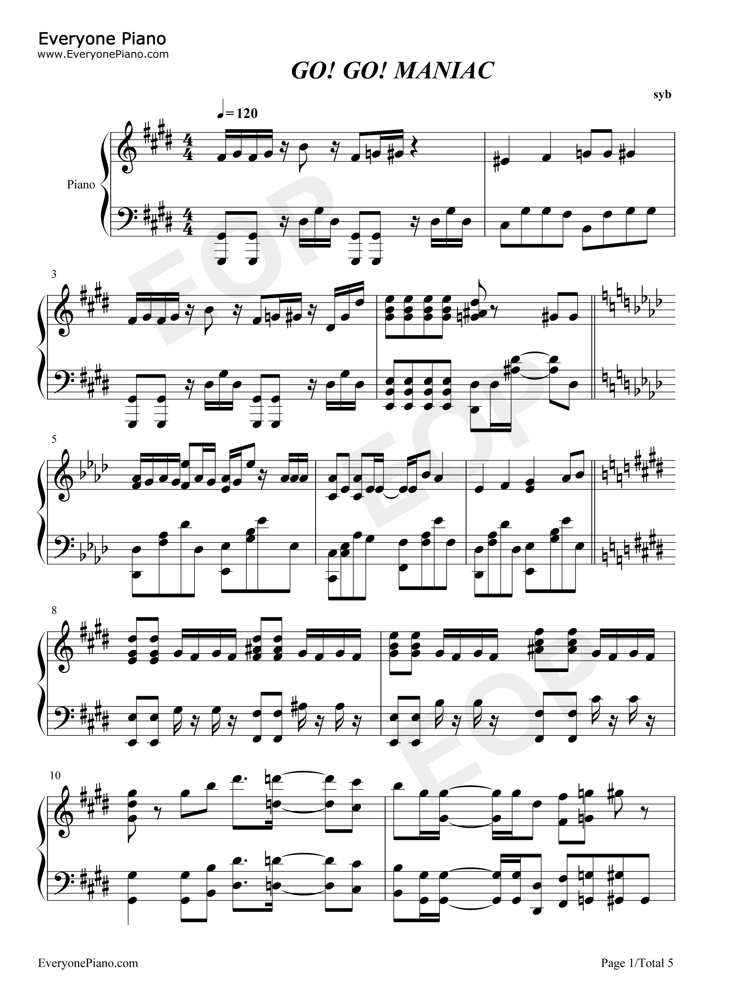 GO!_GO!_MANIAC钢琴谱_放学后茶会_放学后TEA_TIME