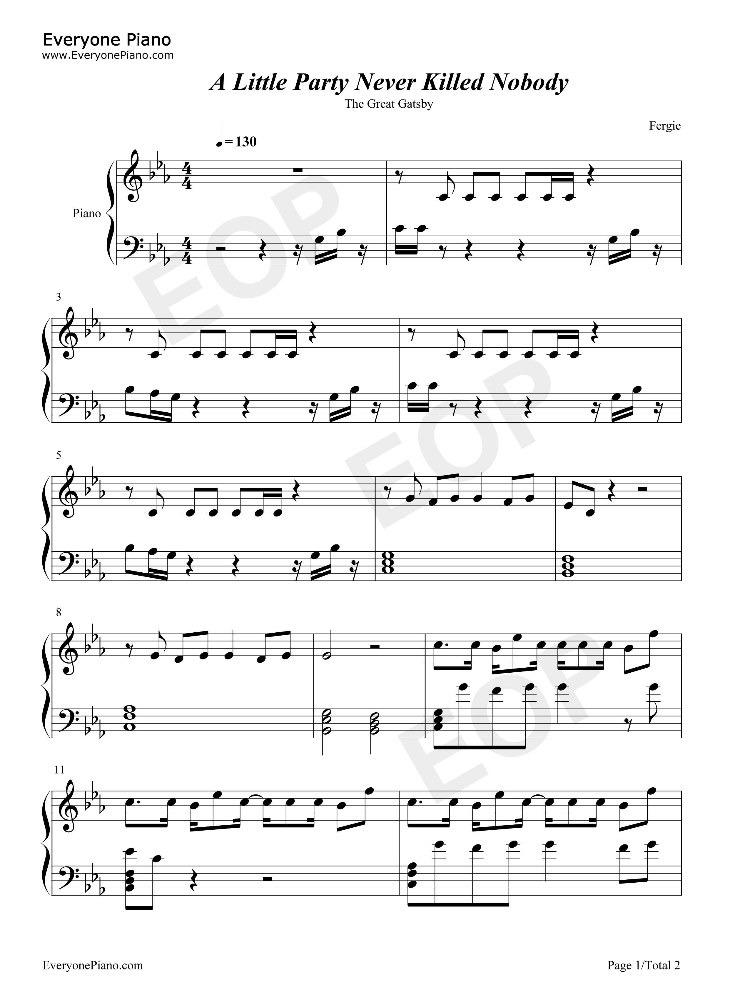 A_Little_Party_Never_Killed_Nobody钢琴谱_Fergie_feat._GoonRock_&_Q_Tip