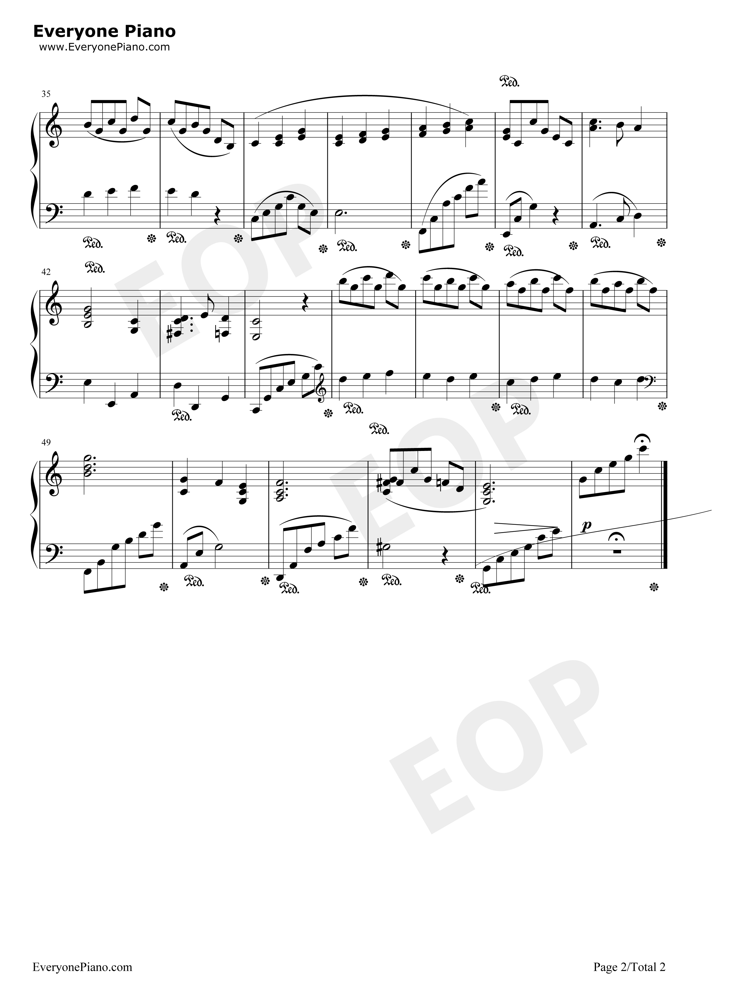 夜之歌钢琴谱_岩男润子