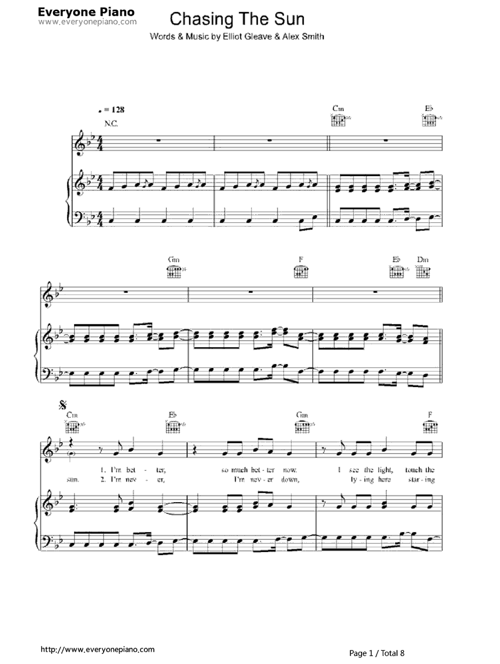 Chasing_the_Sun钢琴谱_The_Wanted