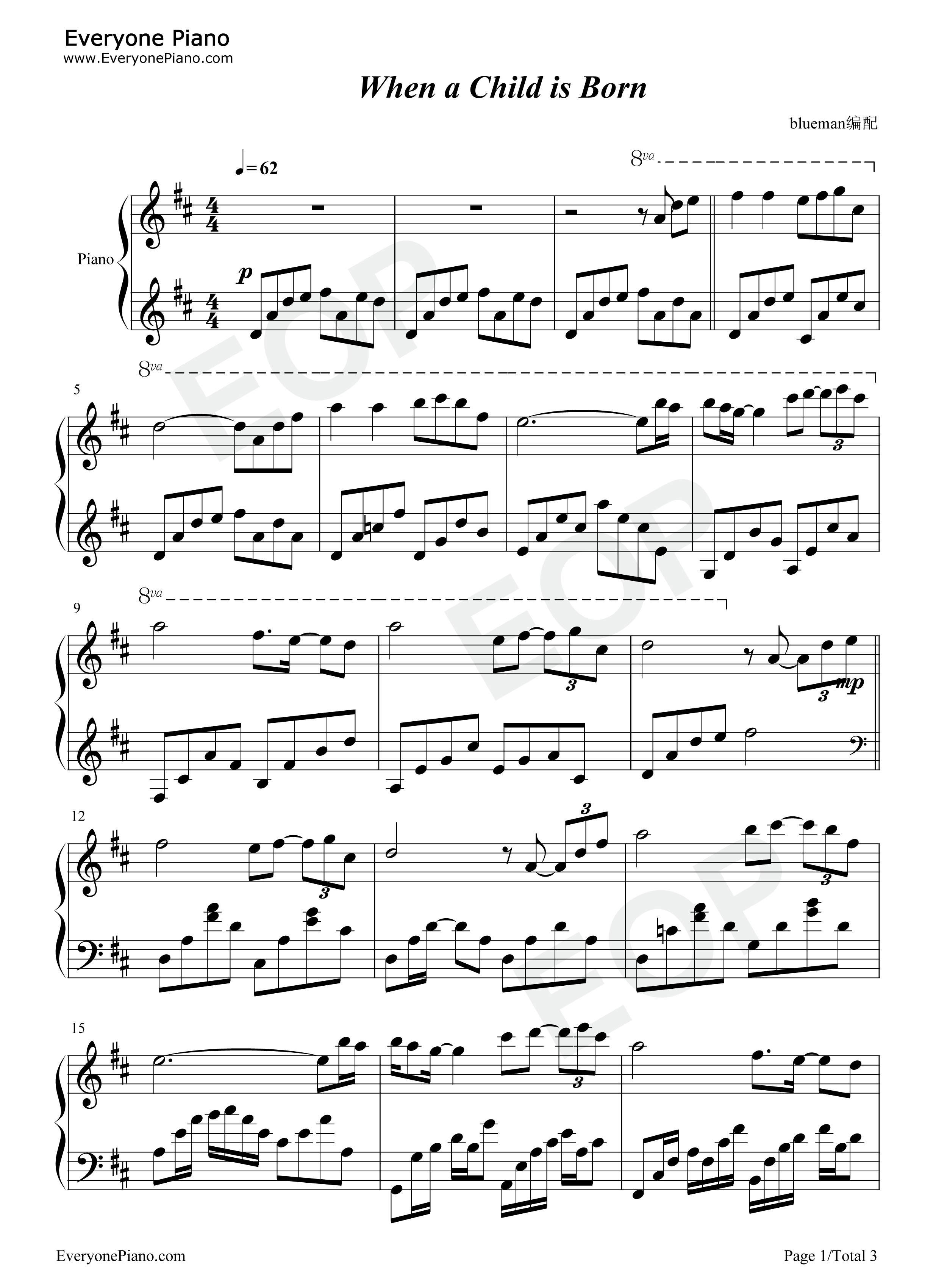 When_a_Child_is_Born钢琴谱_Johnny_Mathis