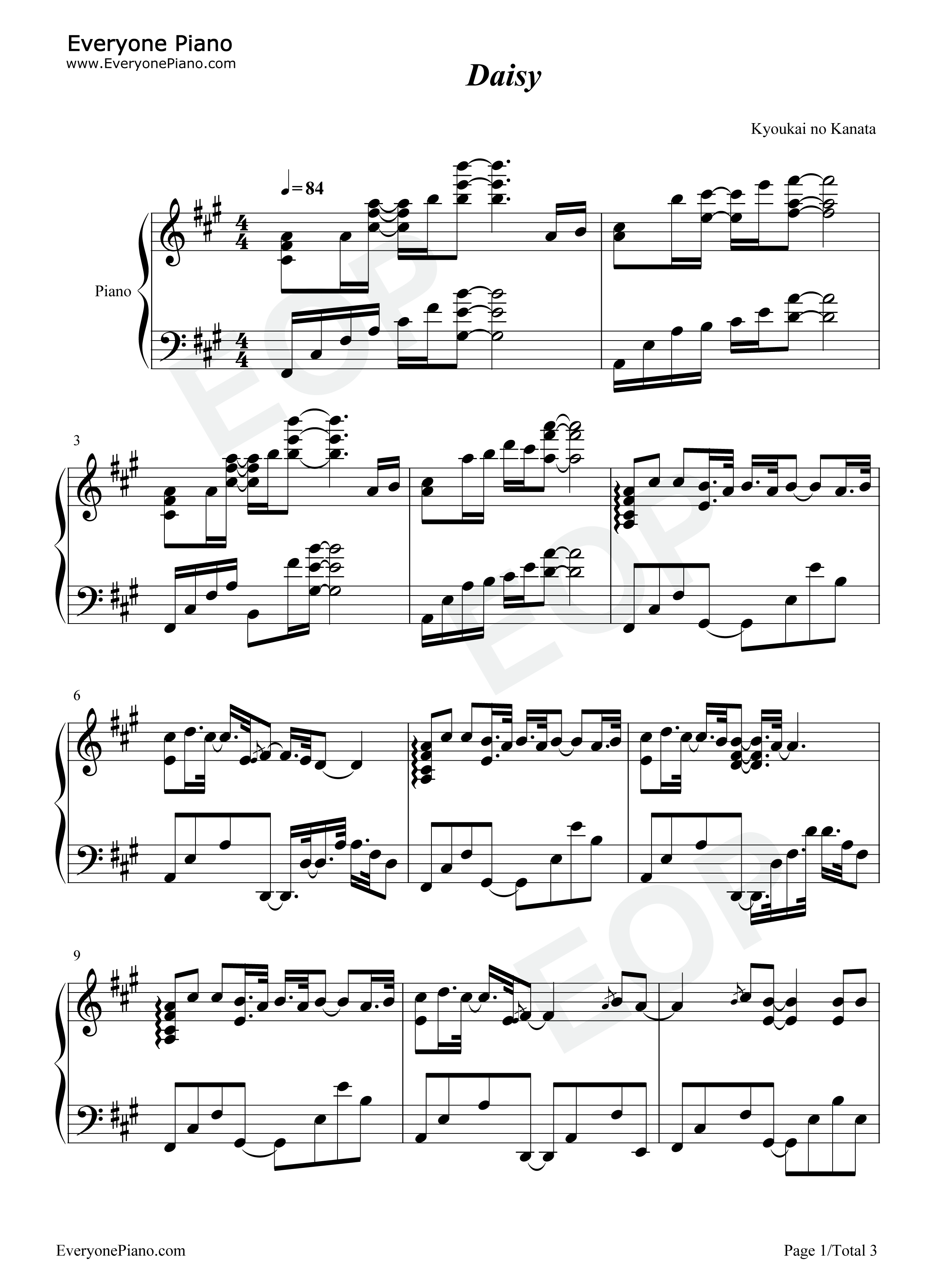 Daisy钢琴谱_STEREO_DIVE_FOUNDATION