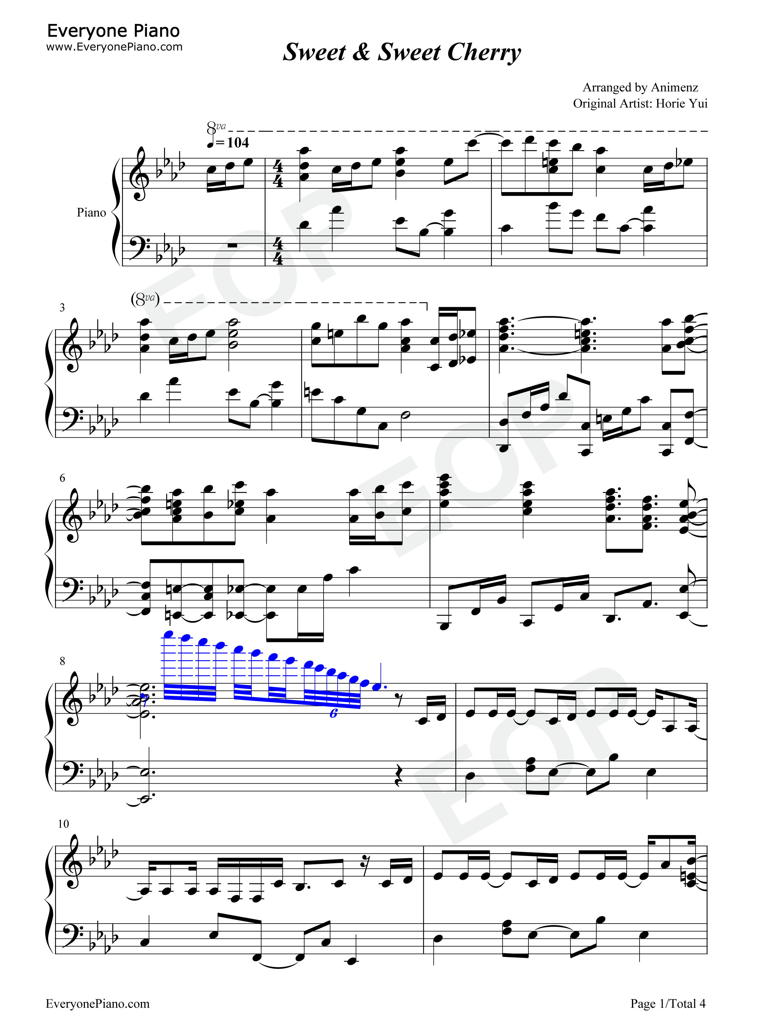 Sweet_&_Sweet_Cherry钢琴谱_堀江由衣