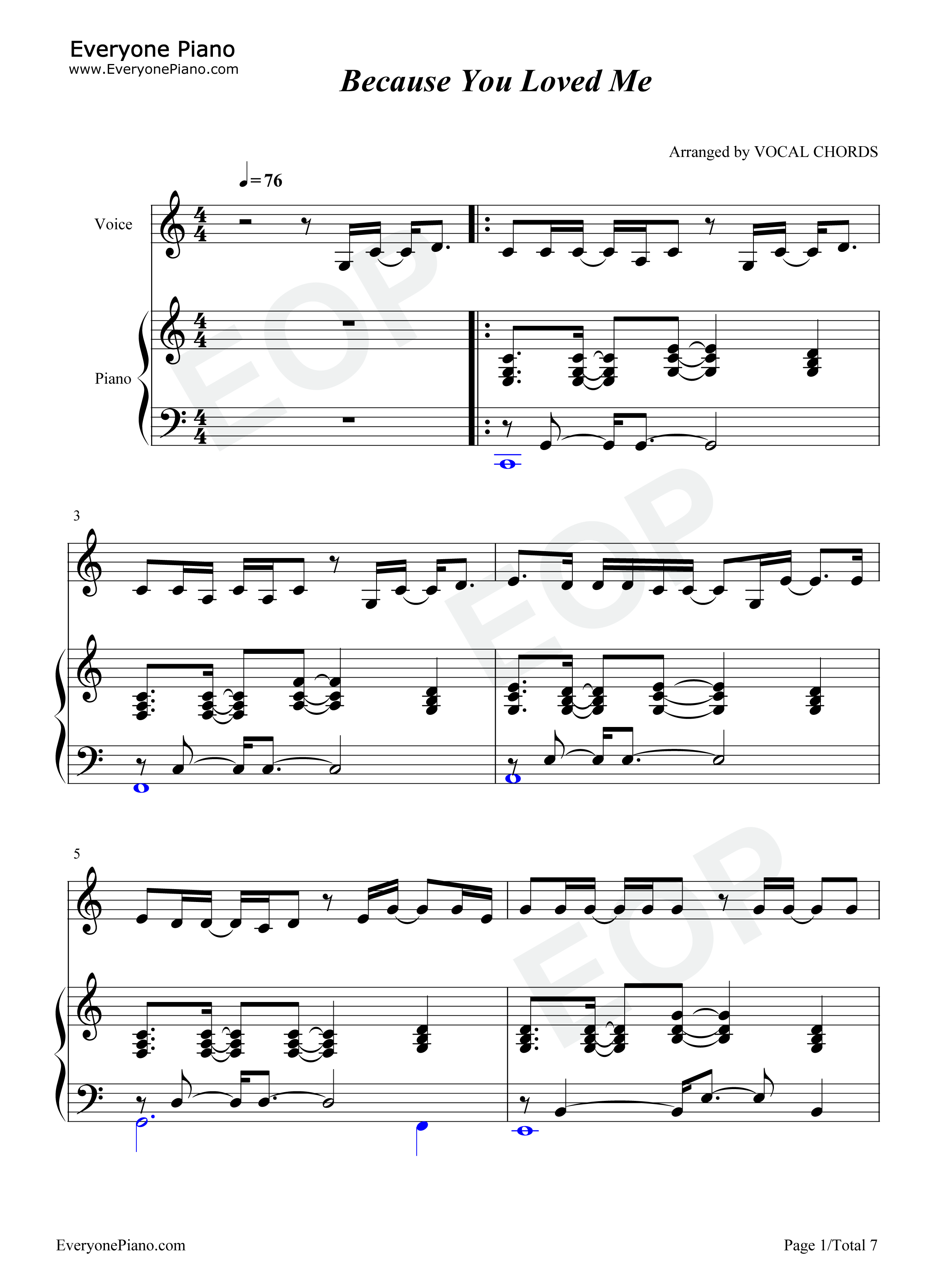 Because_You_Loved_Me钢琴谱_席琳·迪翁（Celine_Dion）