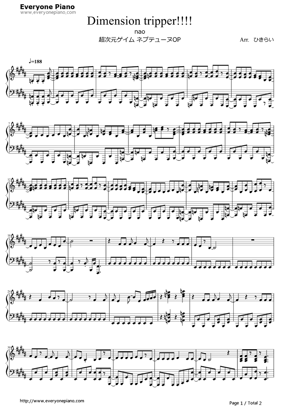Dimension_tripper!!!!钢琴谱_nao