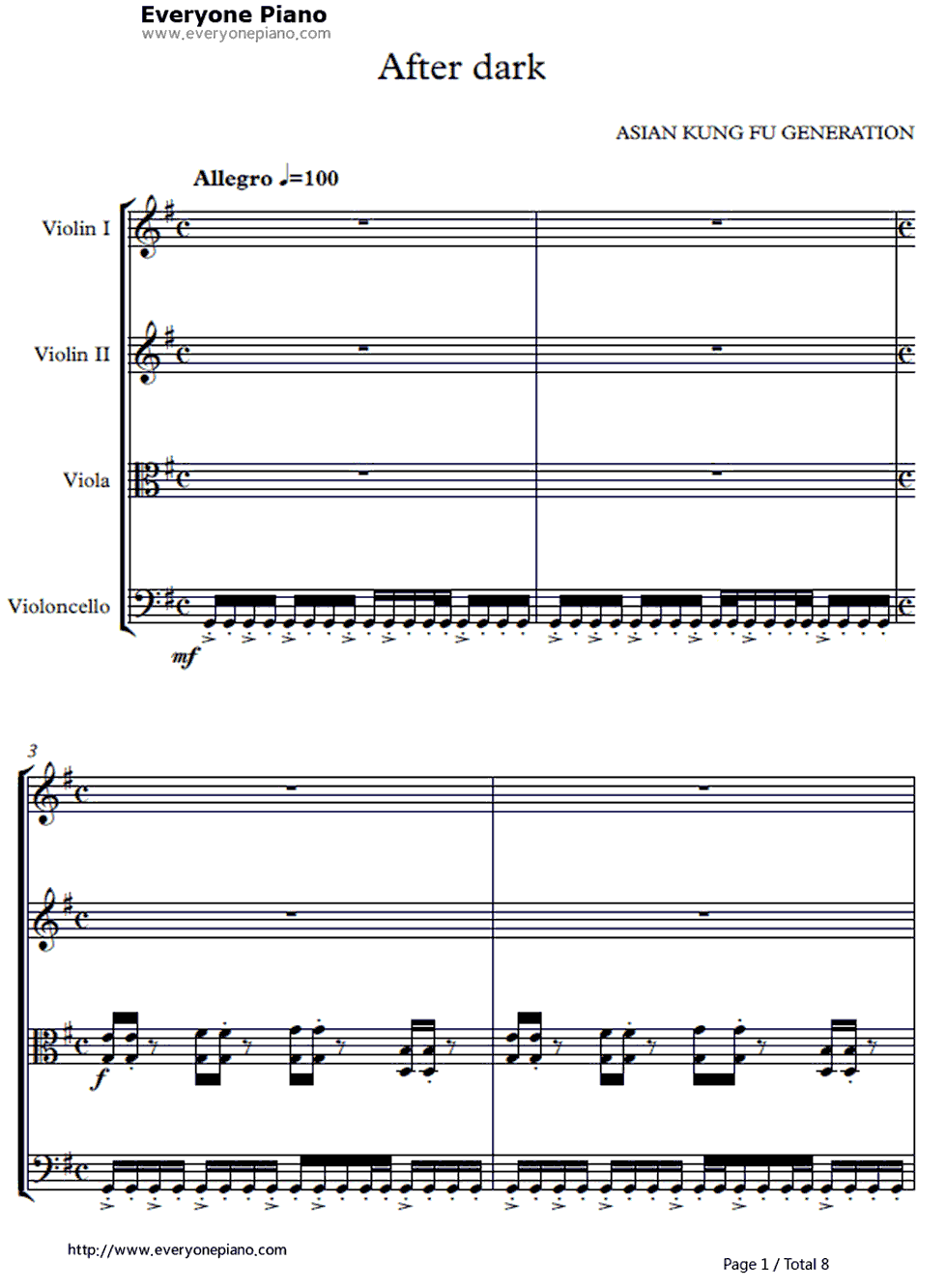 アフターダーク钢琴谱_ASIAN_KUNG_FU_GENERATION