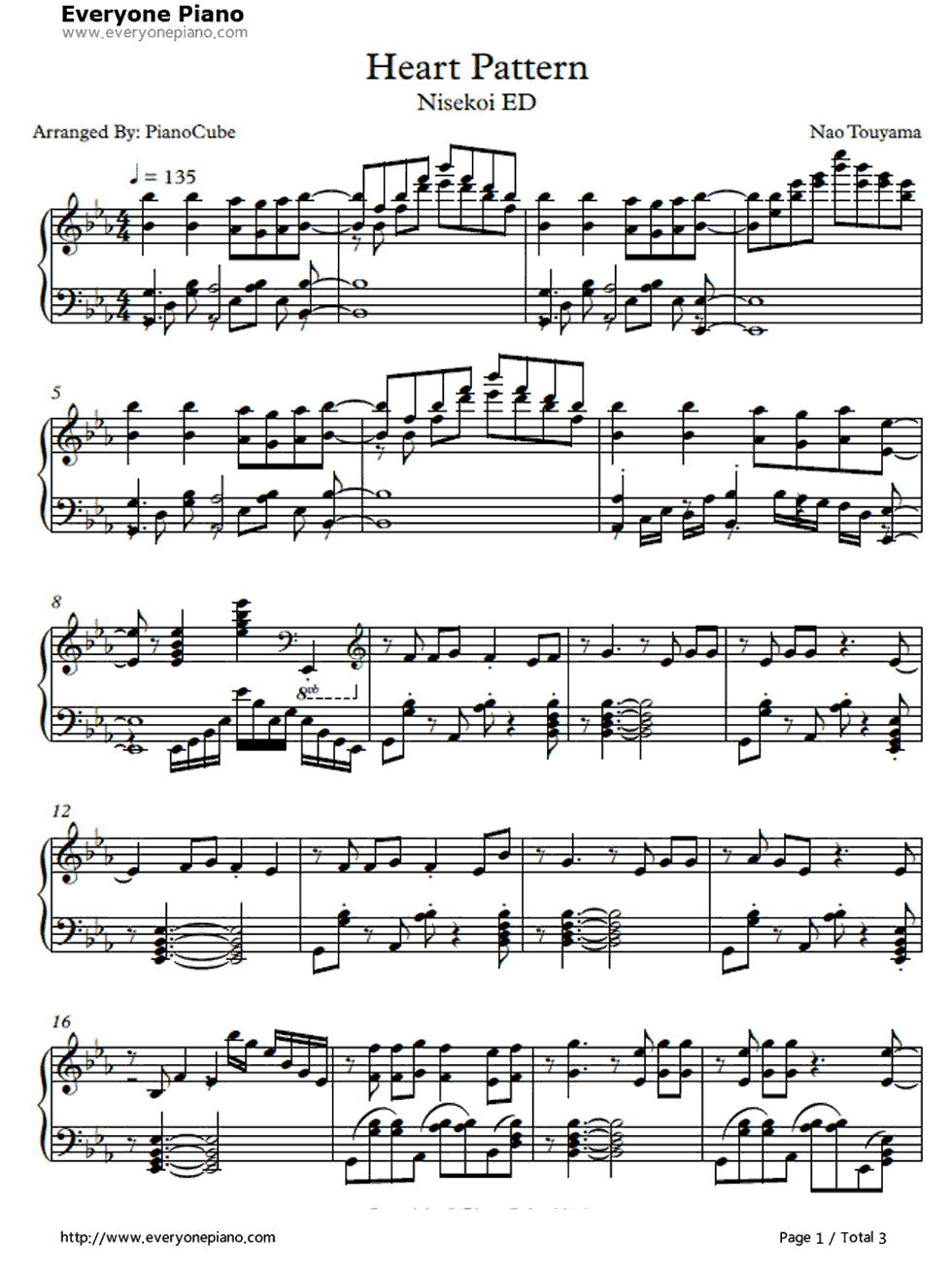 Heart_Pattern钢琴谱_桐崎千棘（东山奈央）