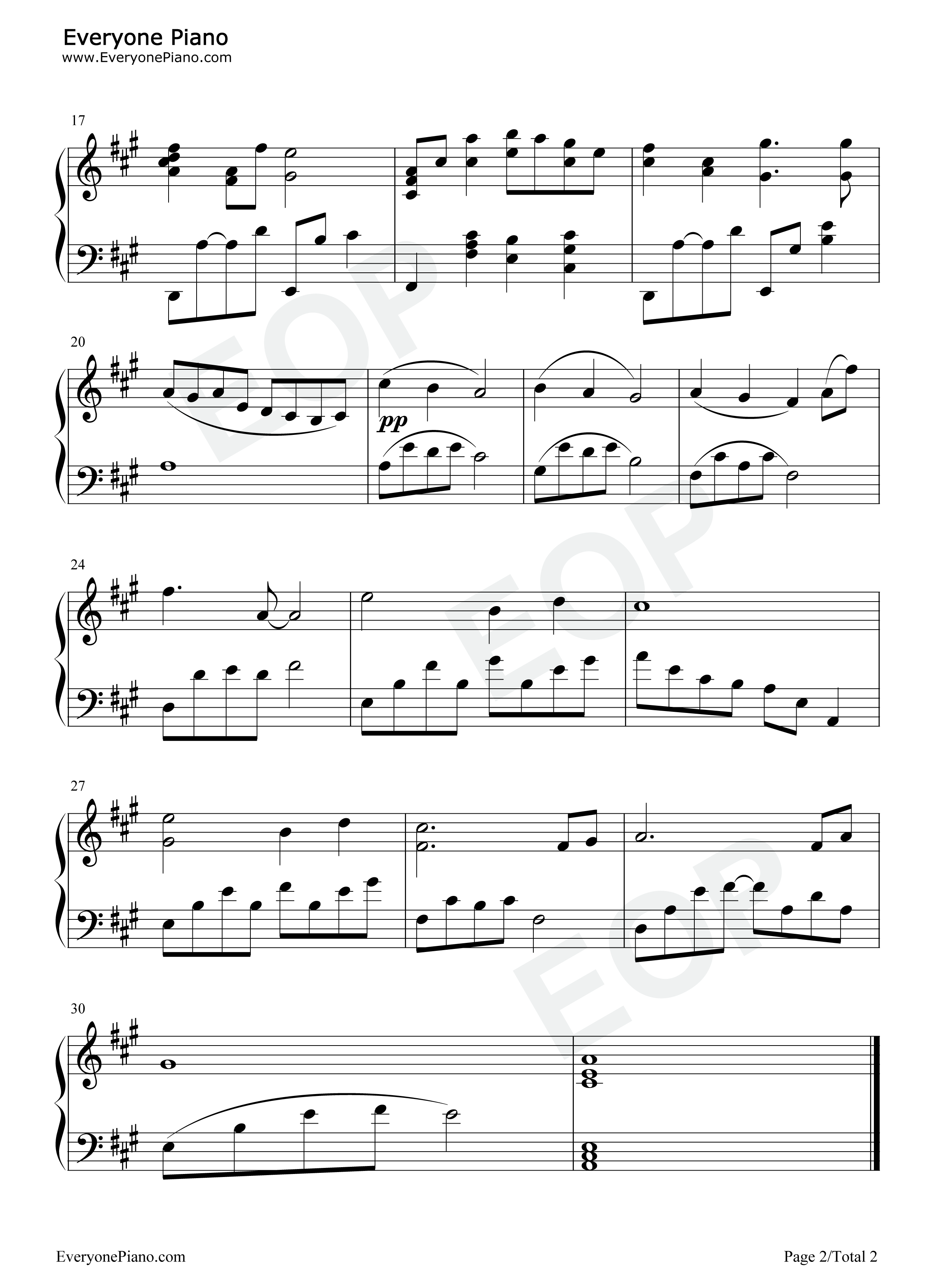 優しい気持ち钢琴谱_高梨康治