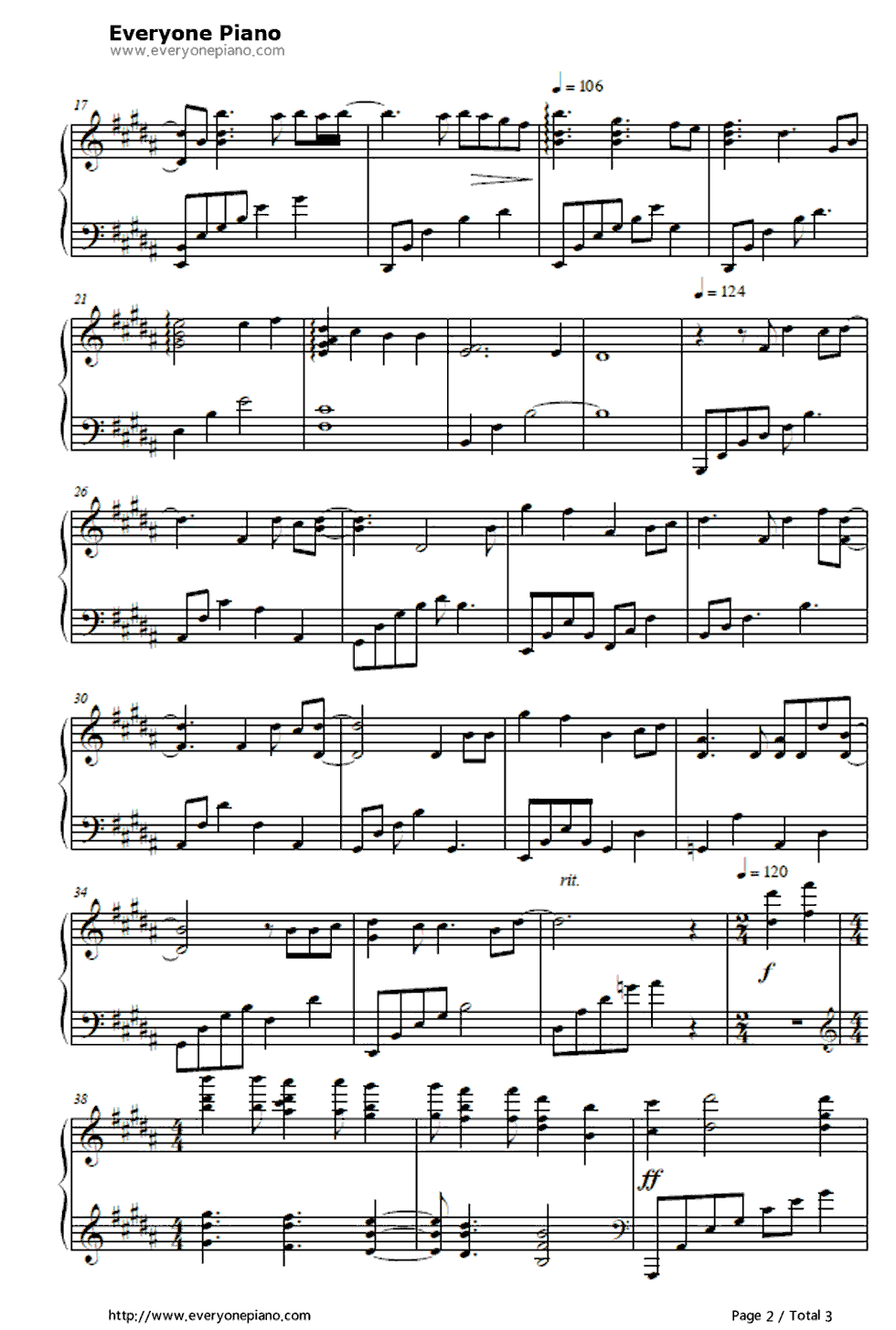 片想い钢琴谱_Chara