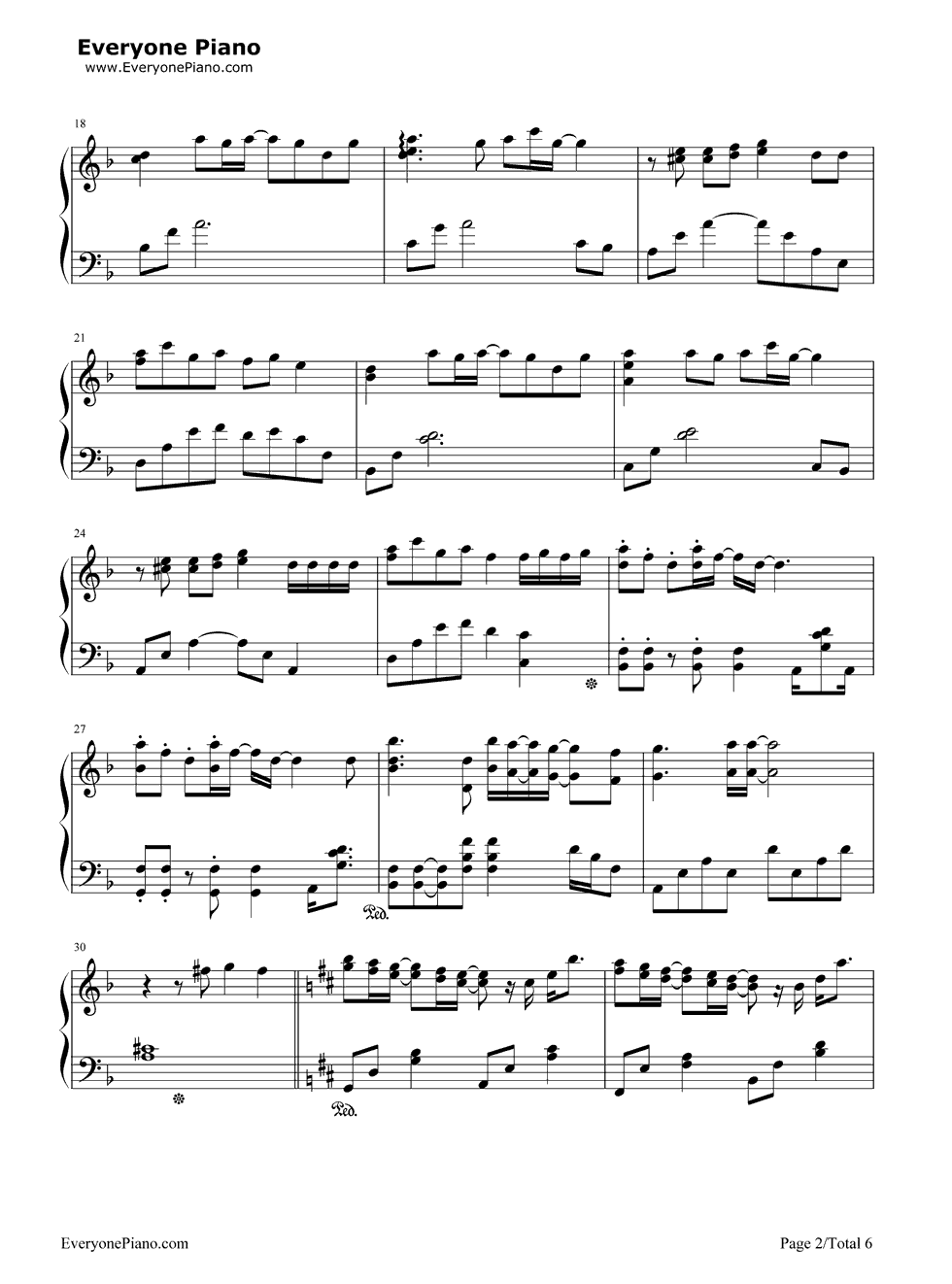 秋之回忆钢琴谱_秋之回忆