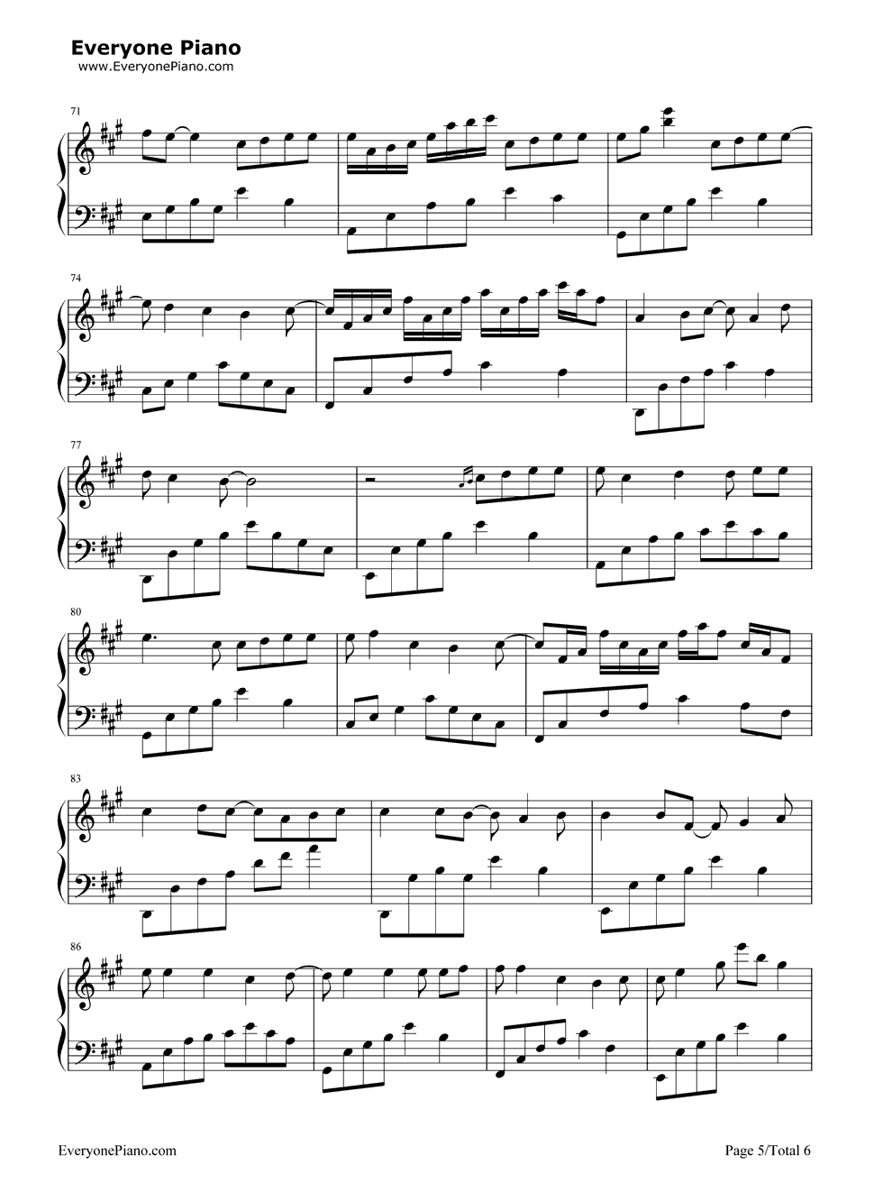 同行钢琴谱_Pchy