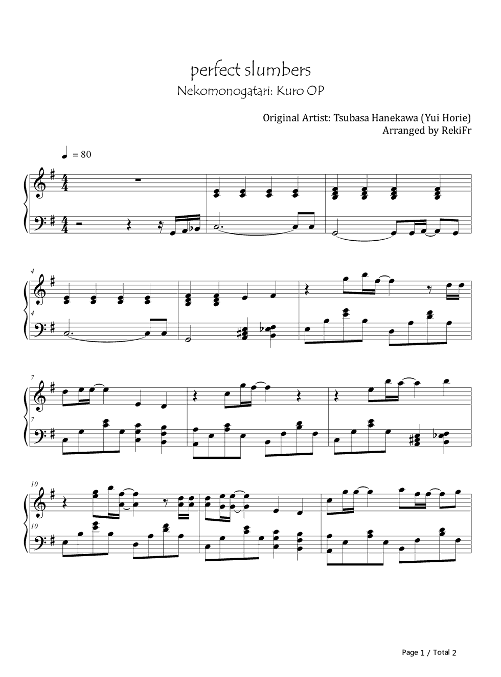 Perfect_slumbers钢琴谱_堀江由衣