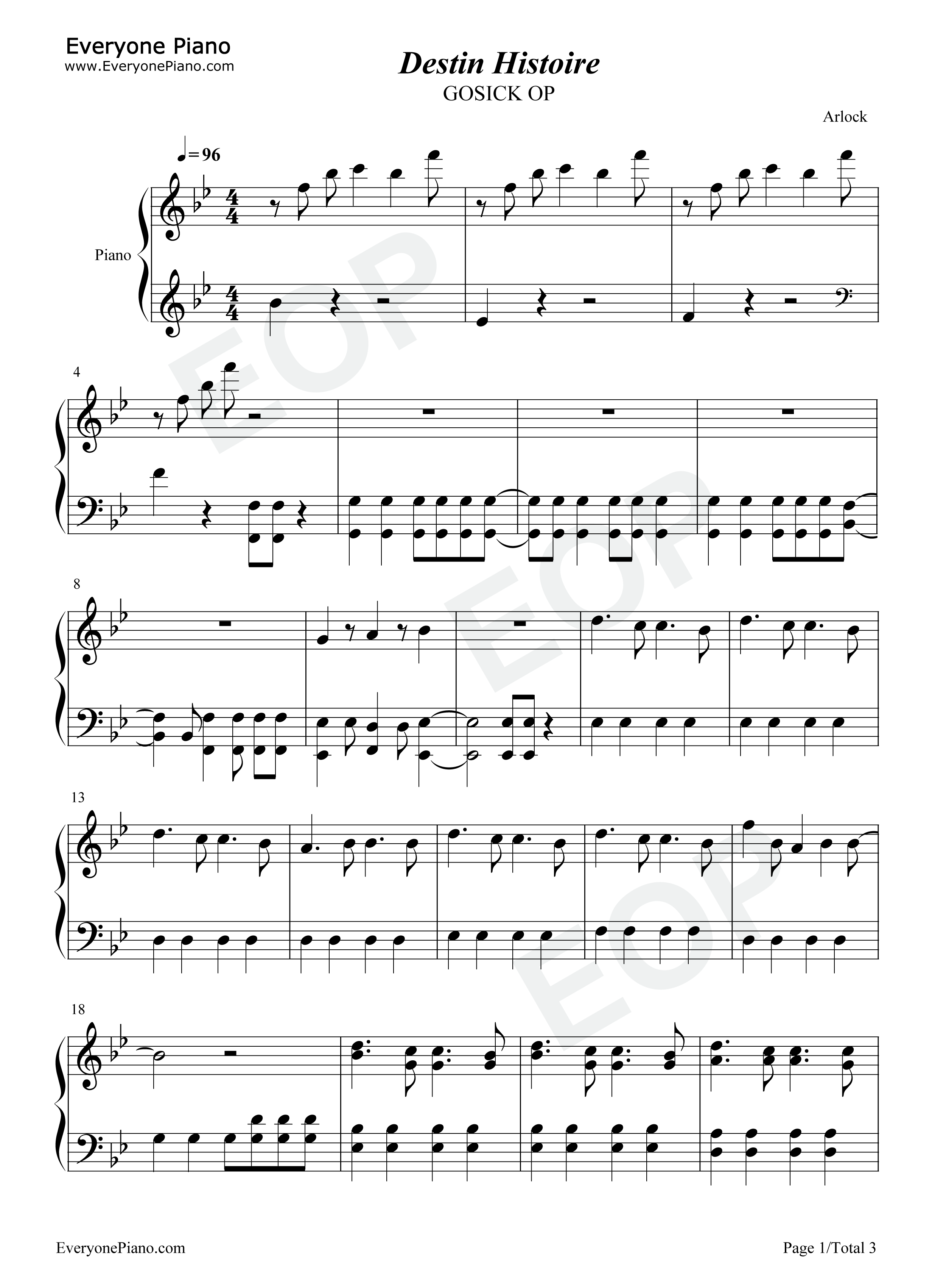 Destin_Histoire钢琴谱_吉木梨纱（吉木りさ）