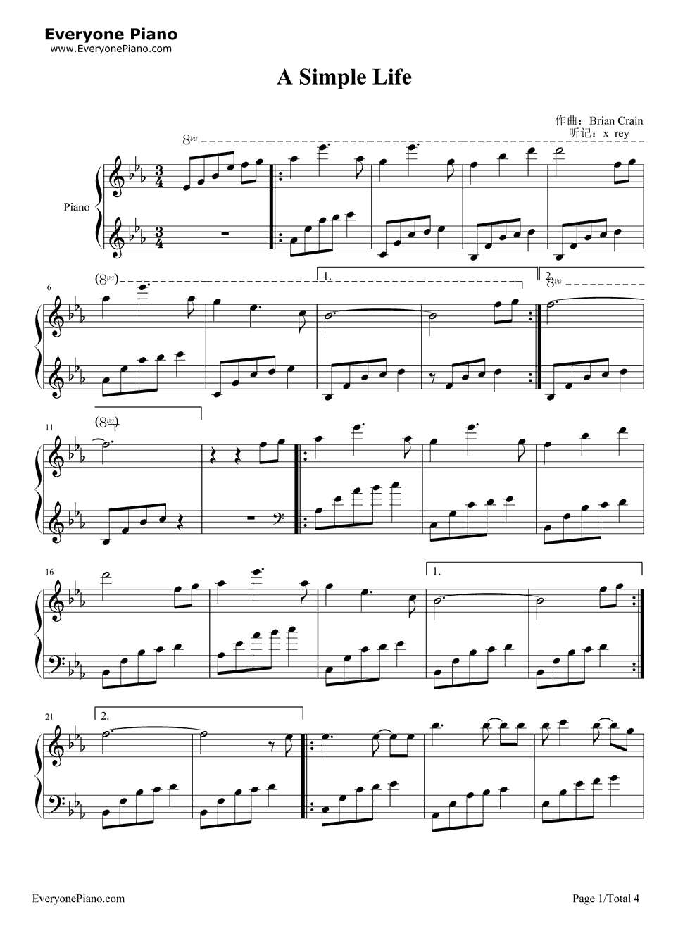 A_Simple_Life钢琴谱_Brian_Crain