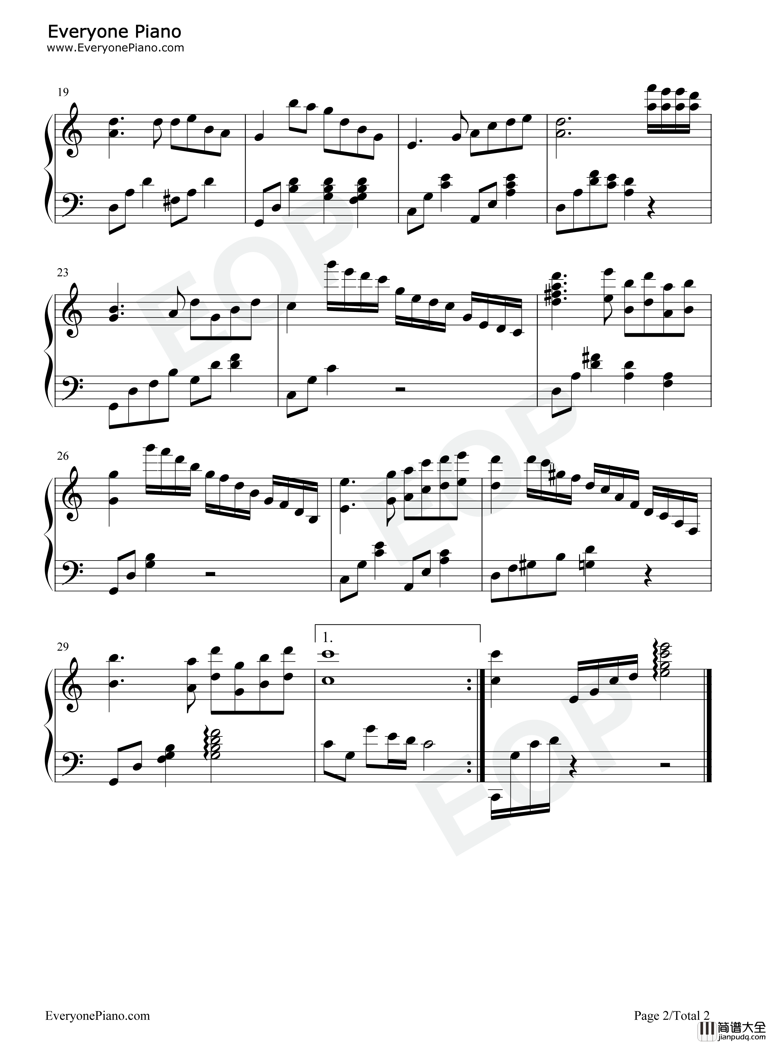 一帘幽梦钢琴谱_邓丽君