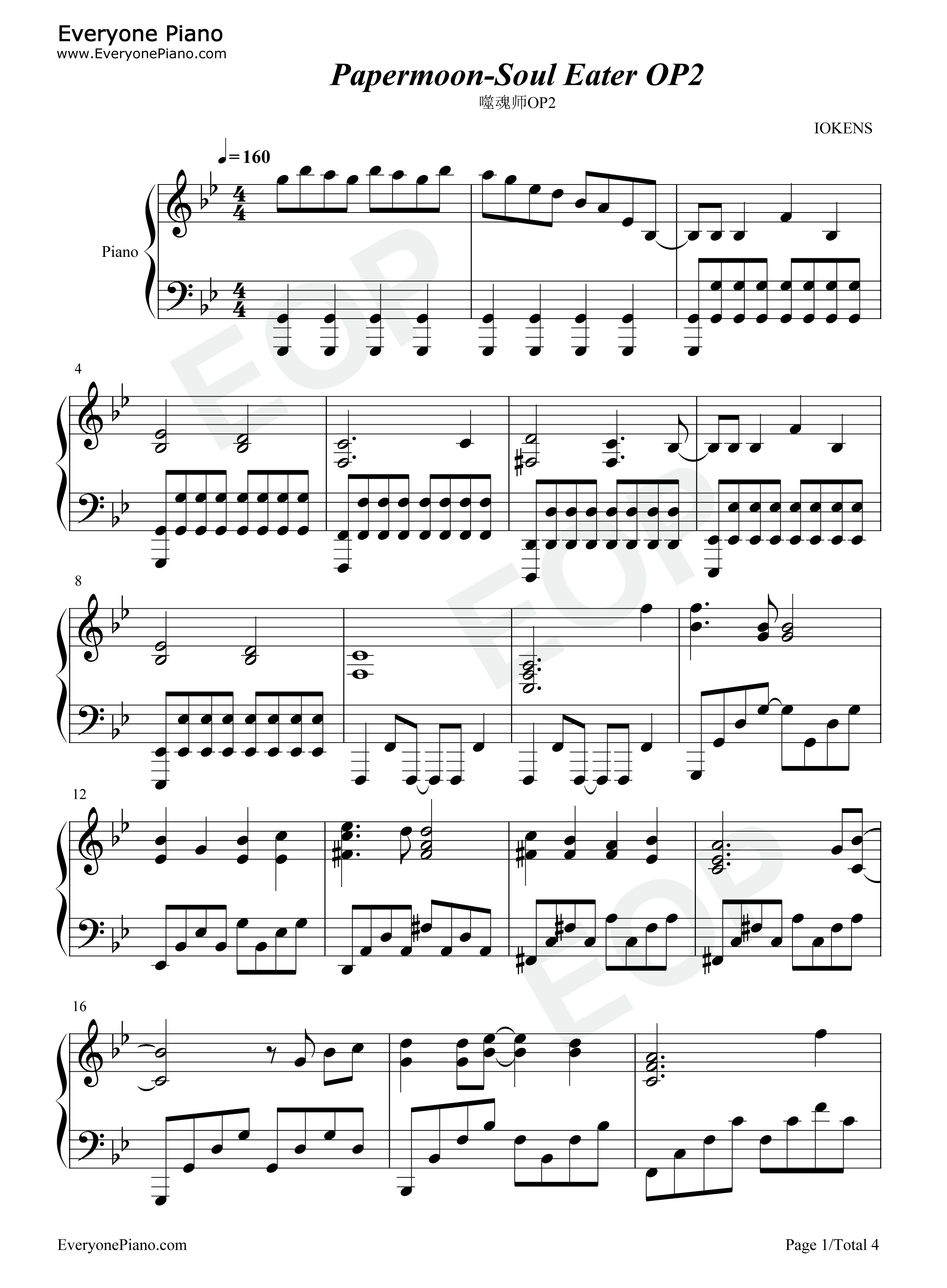 PAPERMOON钢琴谱_Tommy_heavenly6