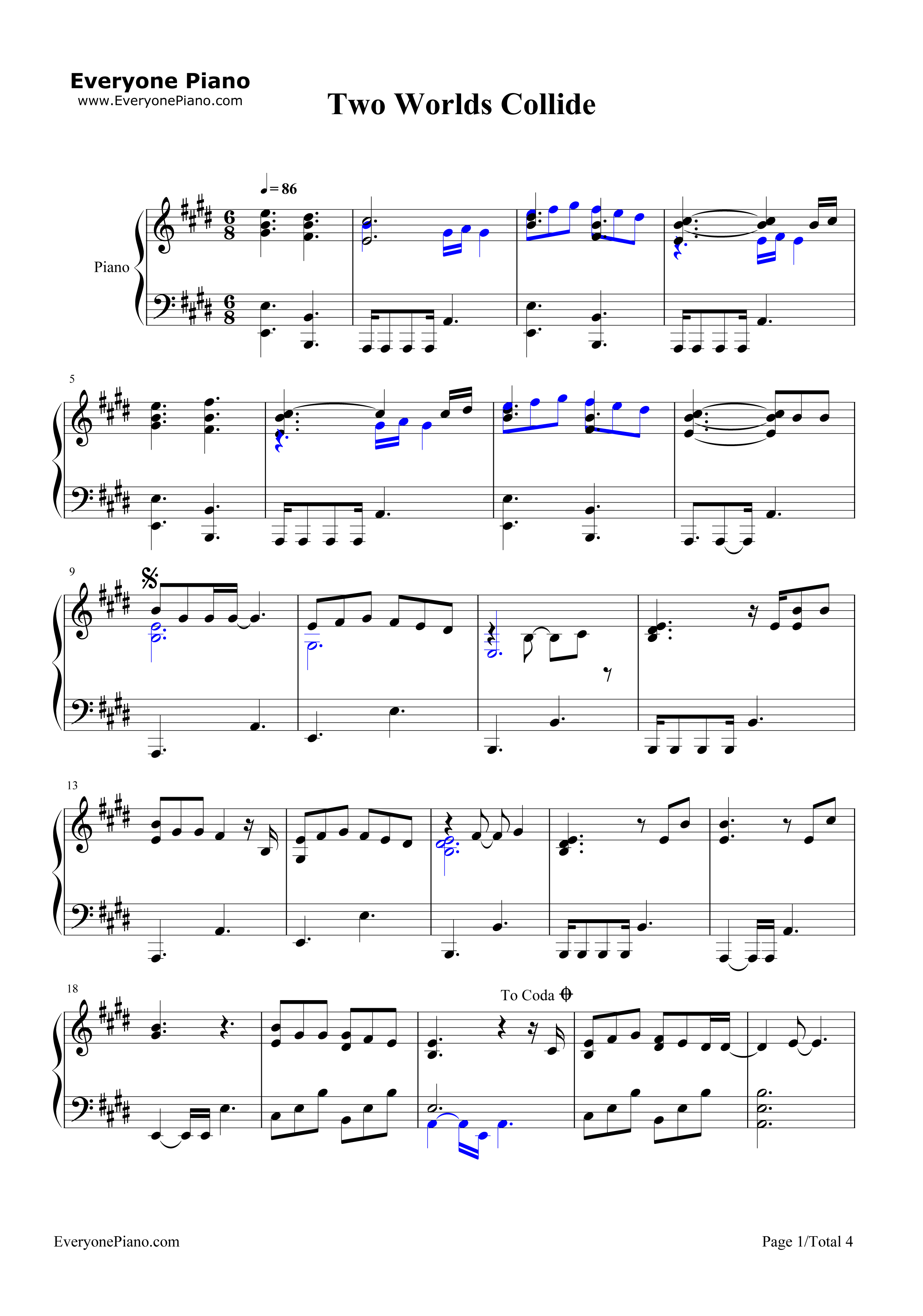 Two_Worlds_Collide钢琴谱_Demi_Lovato