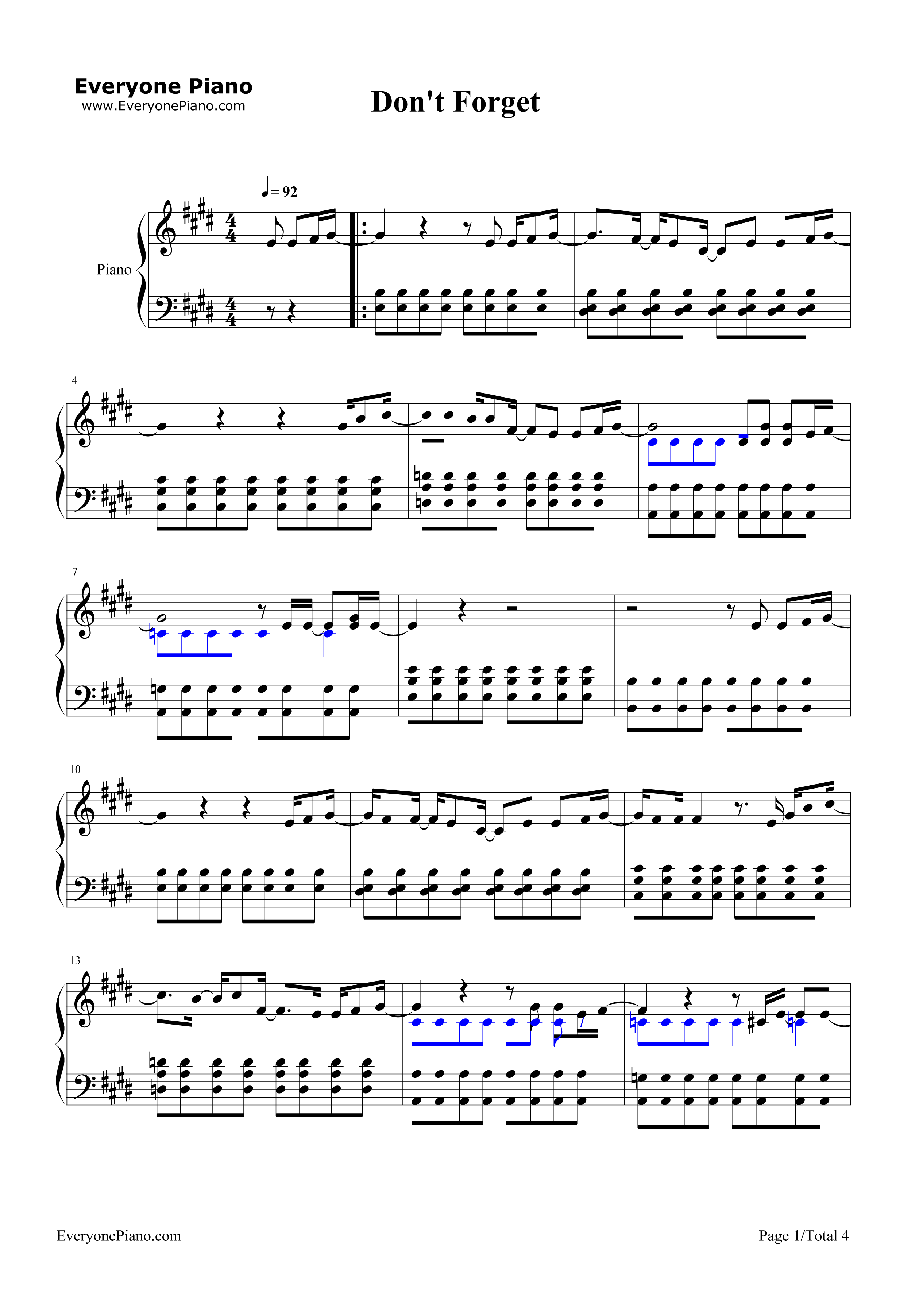 Don't_Forget钢琴谱_Demi_Lovato