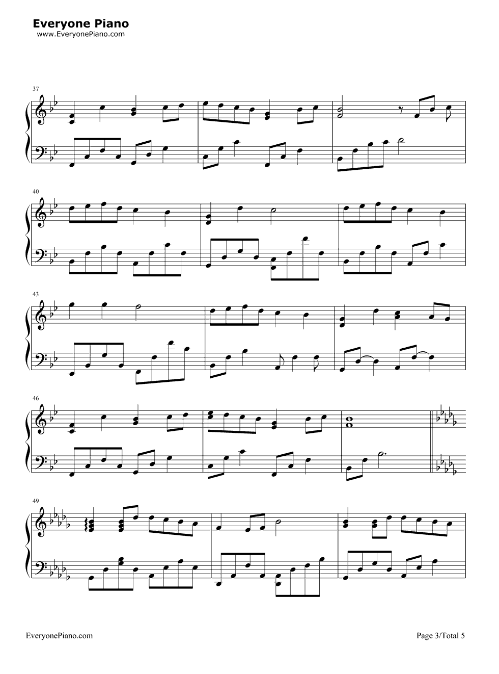 雪之梦钢琴谱_班得瑞__Bandari