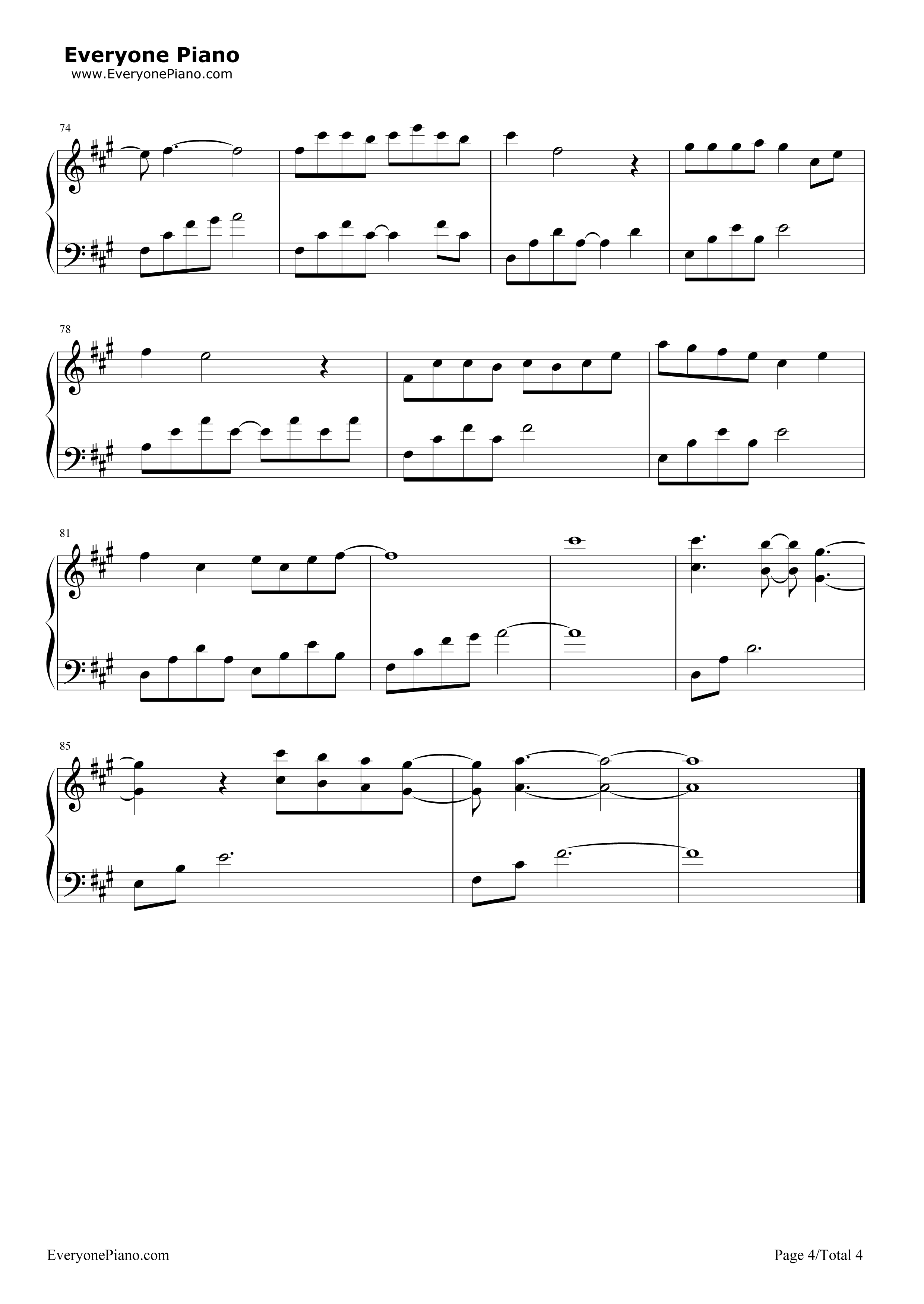 凉凉钢琴谱_张碧晨_杨宗纬