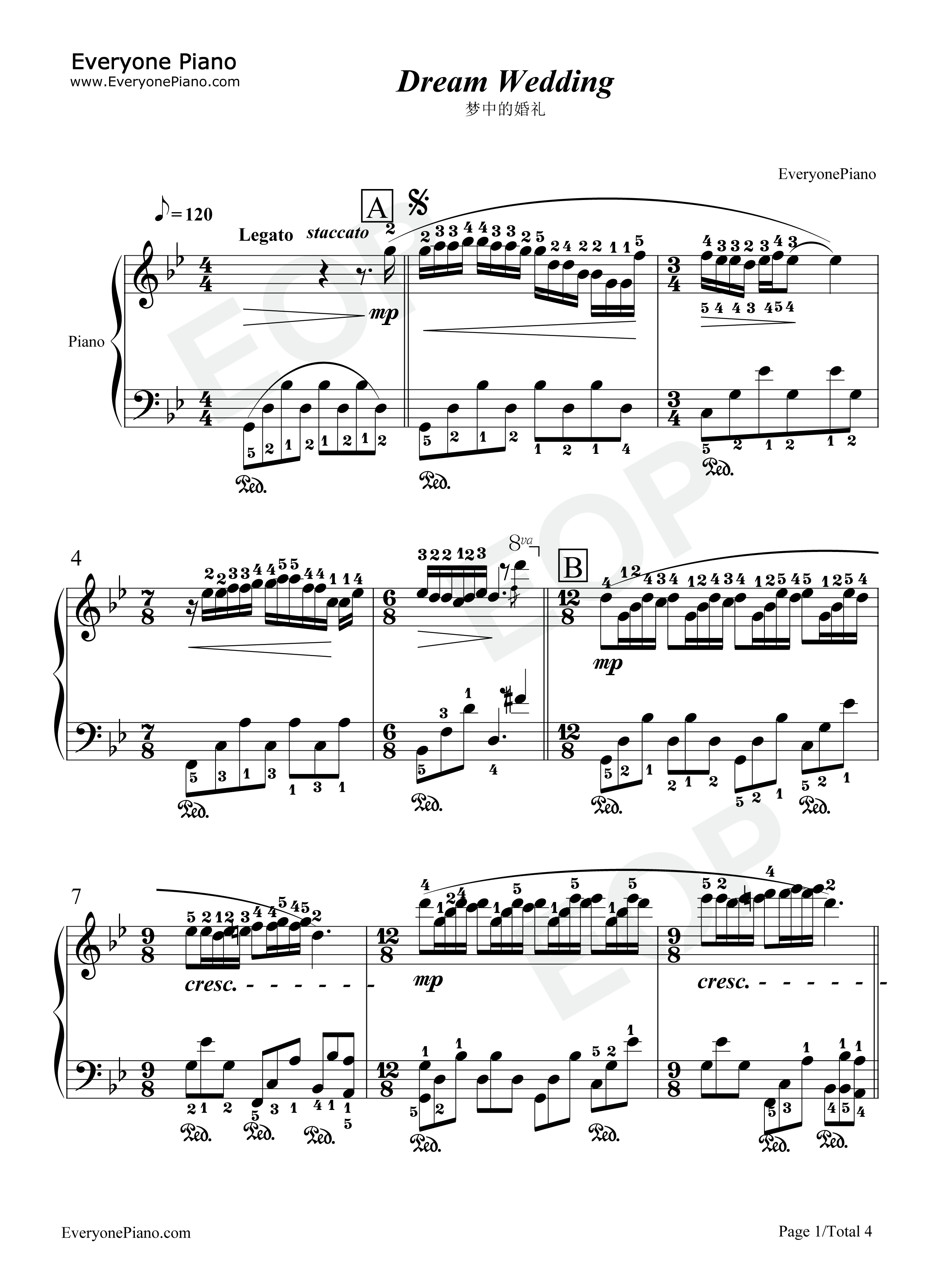 梦中的婚礼钢琴谱_理查德·克莱德曼__Richard_Clayderman