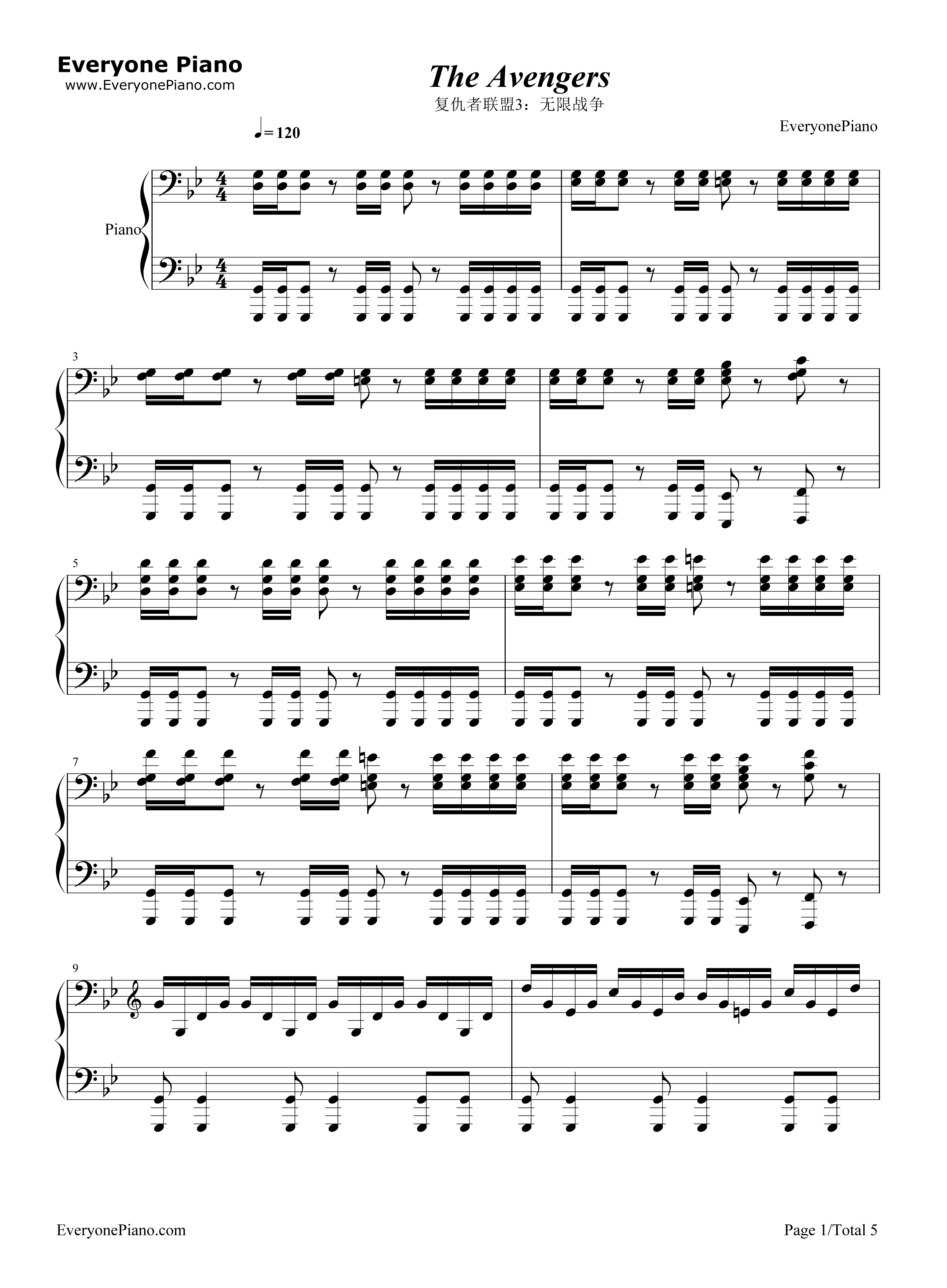 The_Avengers钢琴谱_Alan_Silvestri