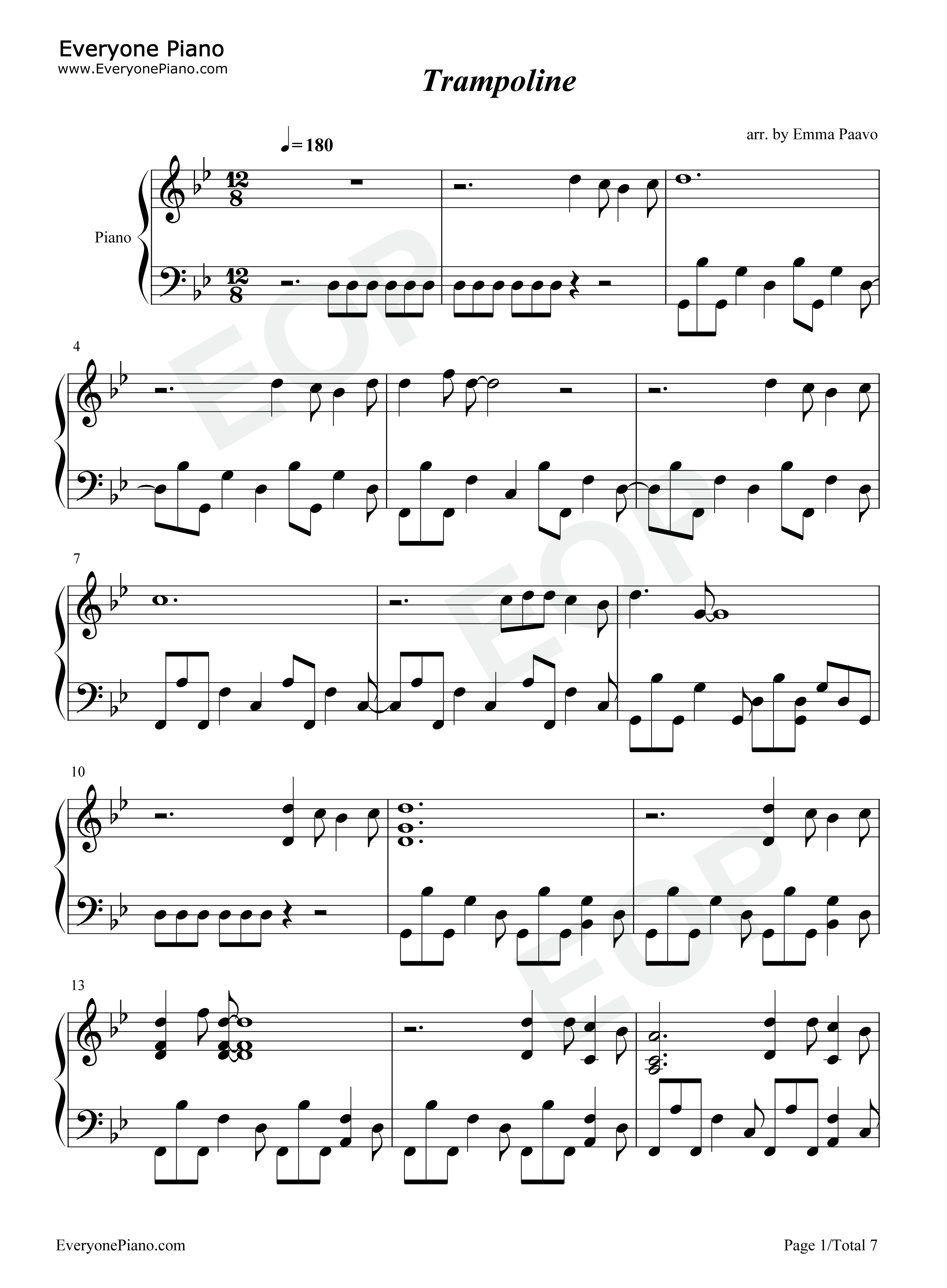 Trampoline钢琴谱_Shaed