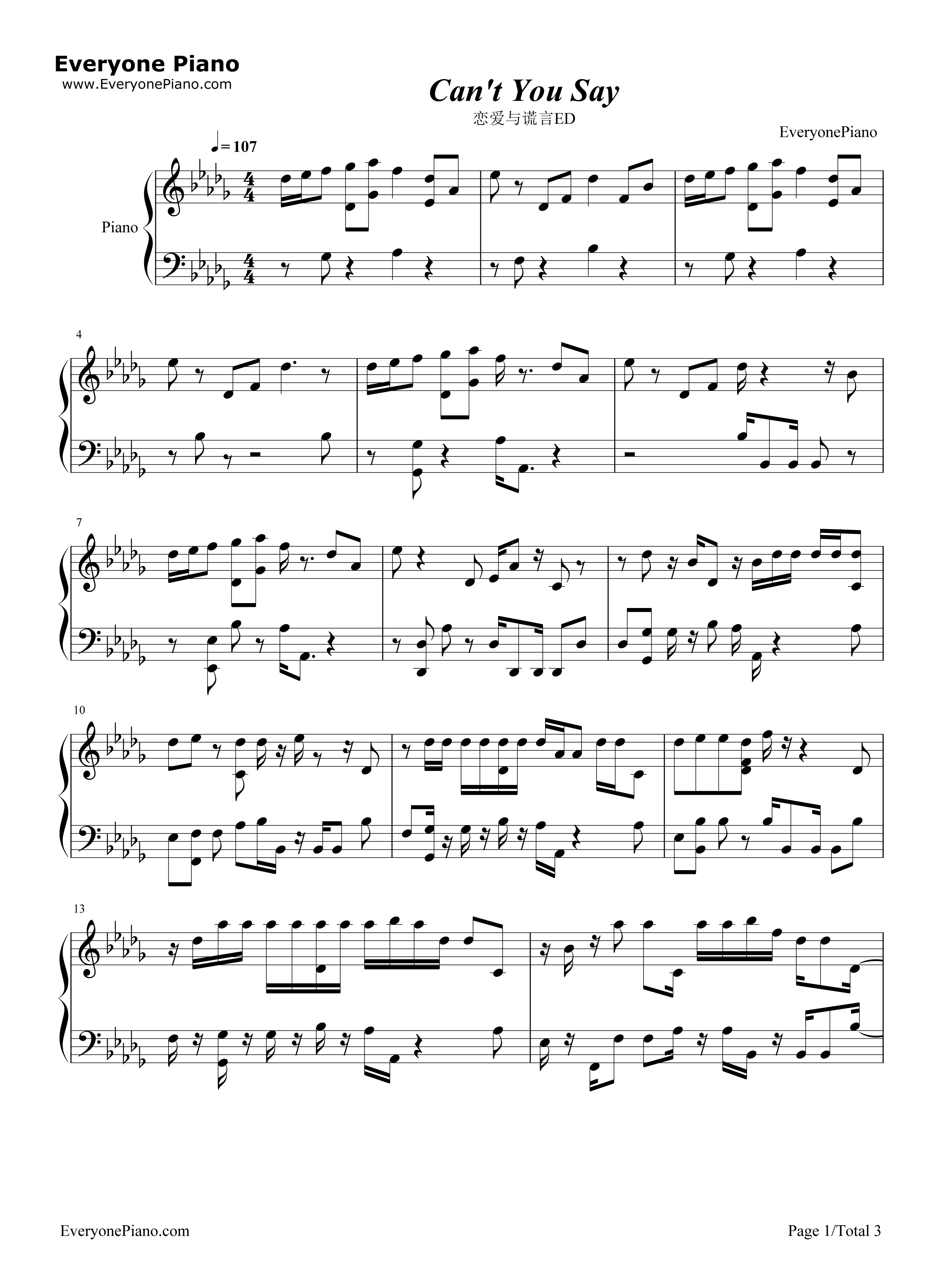 Can't_You_Say钢琴谱_Roys