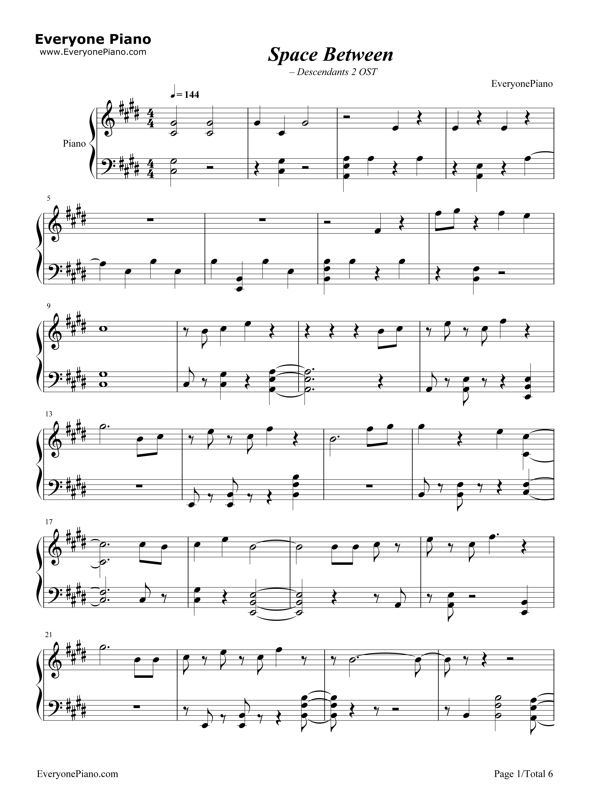 Space_Between钢琴谱_Mal_Evie