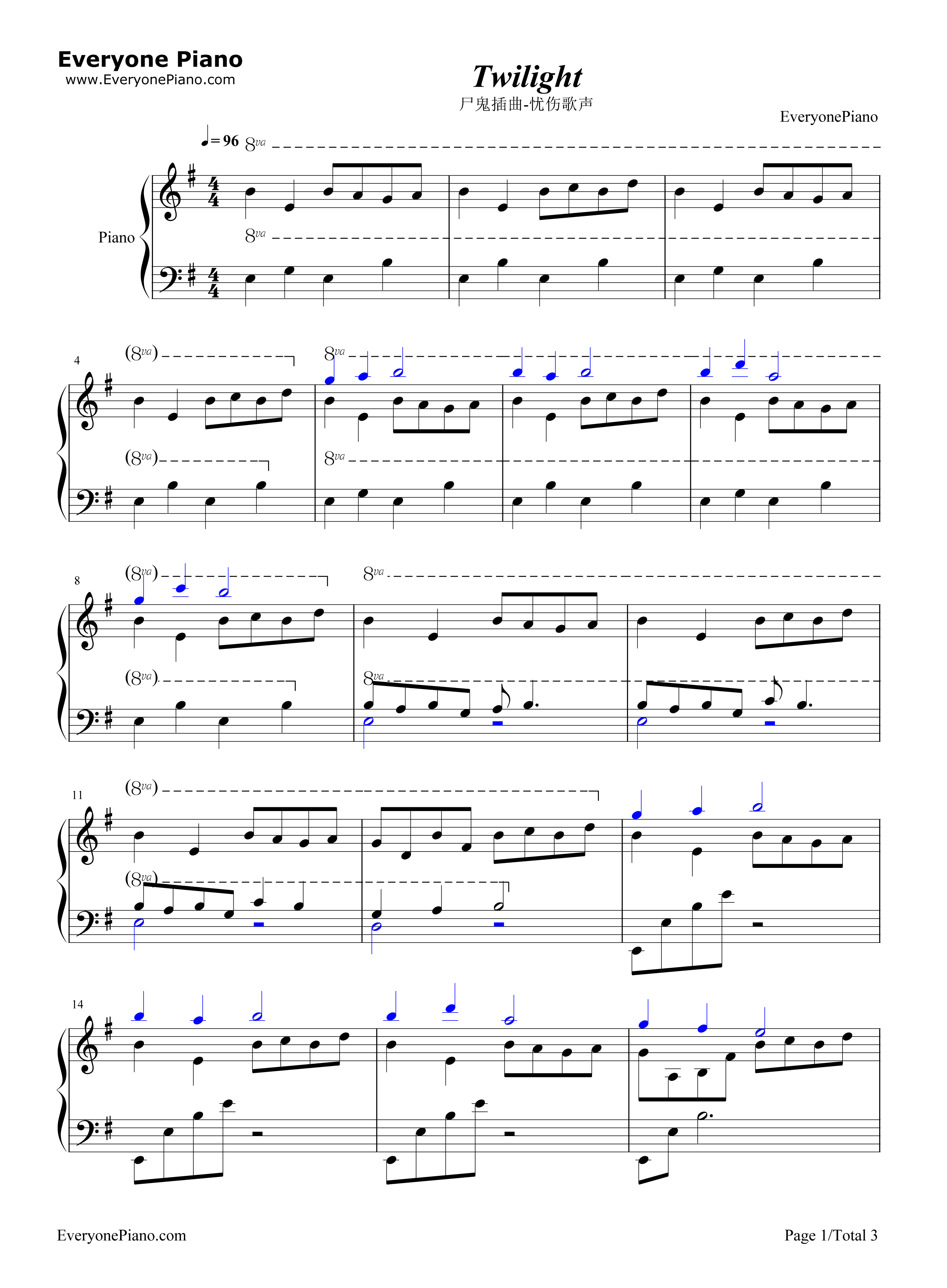 Twilight钢琴谱_高梨康治