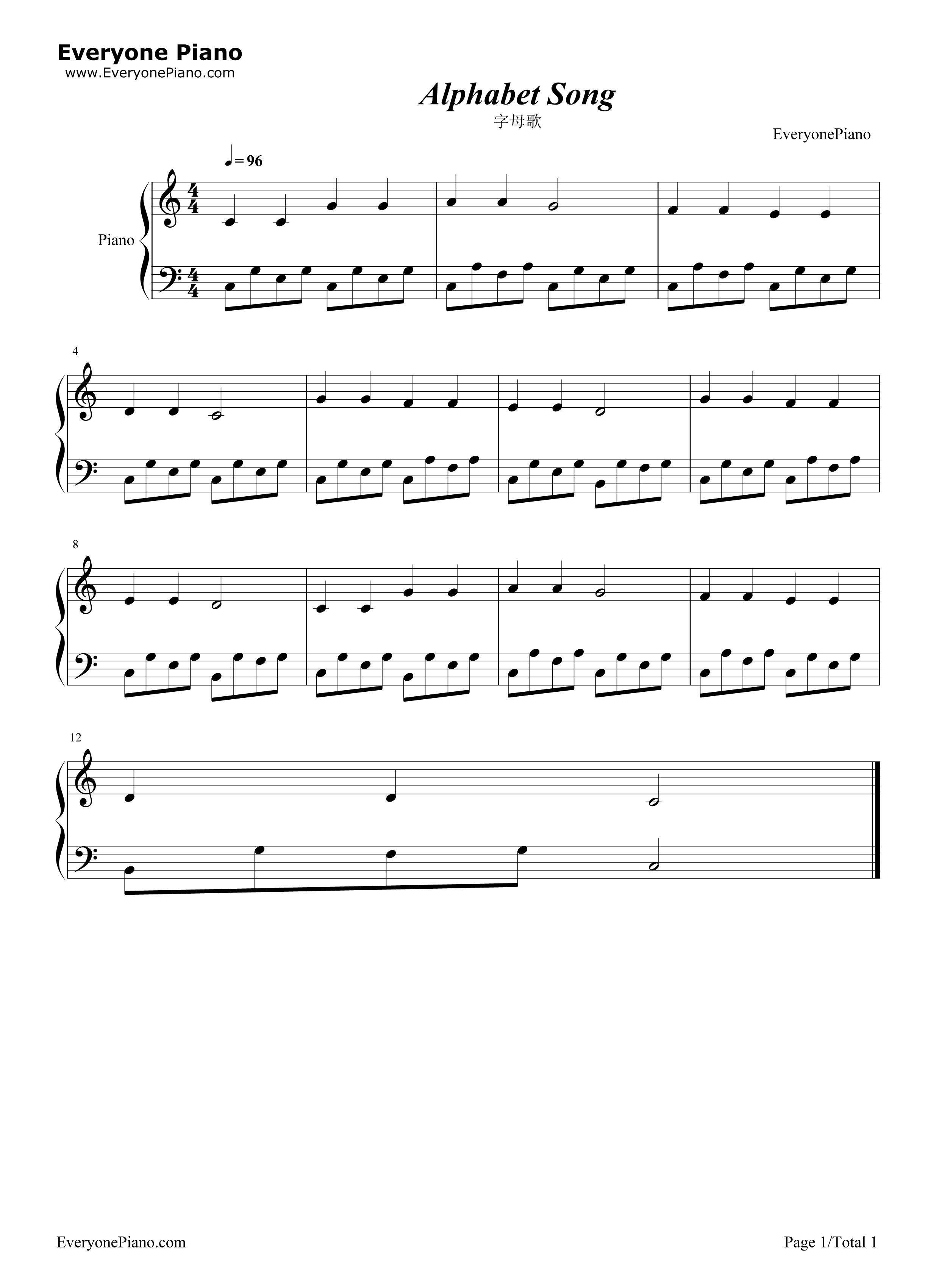 字母歌钢琴谱_Louis_Le_Maire