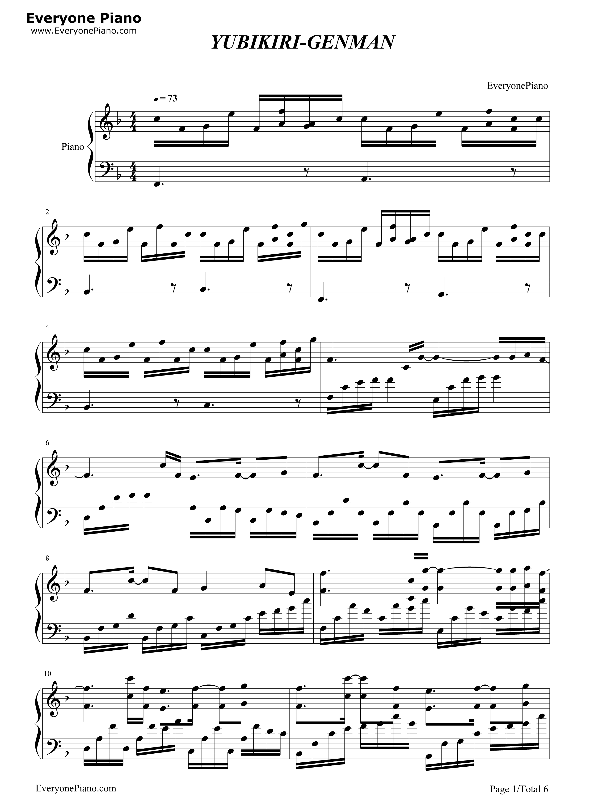 YUBIKIRI钢琴谱_Mili