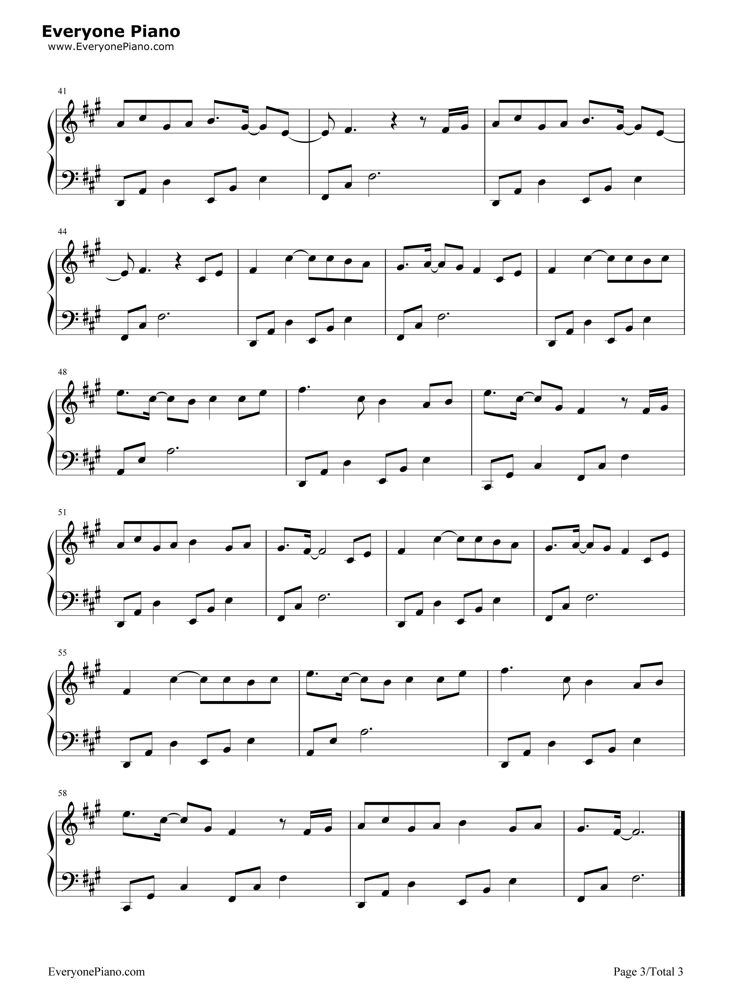 因你钢琴谱_陈伟霆