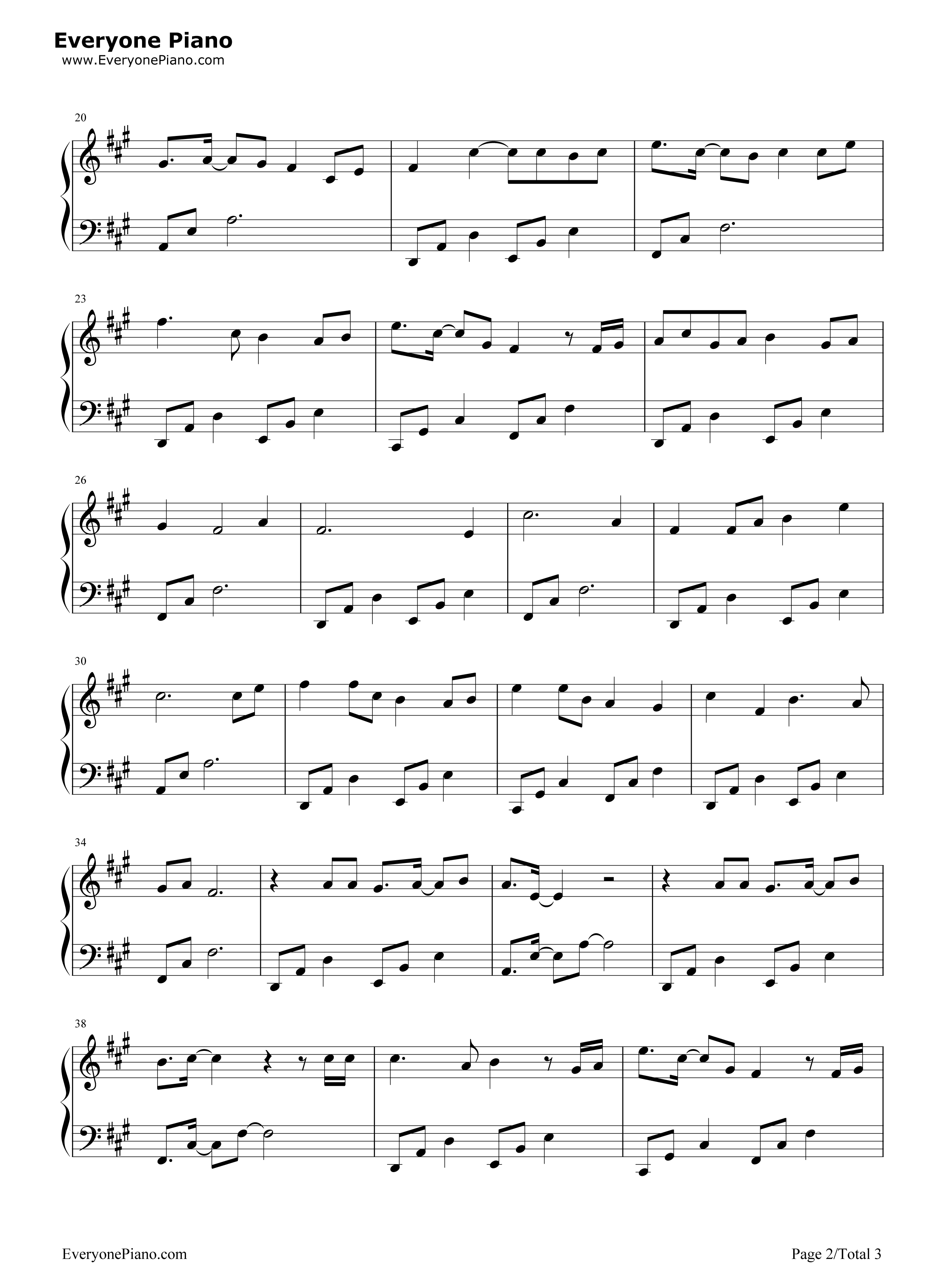 因你钢琴谱_陈伟霆