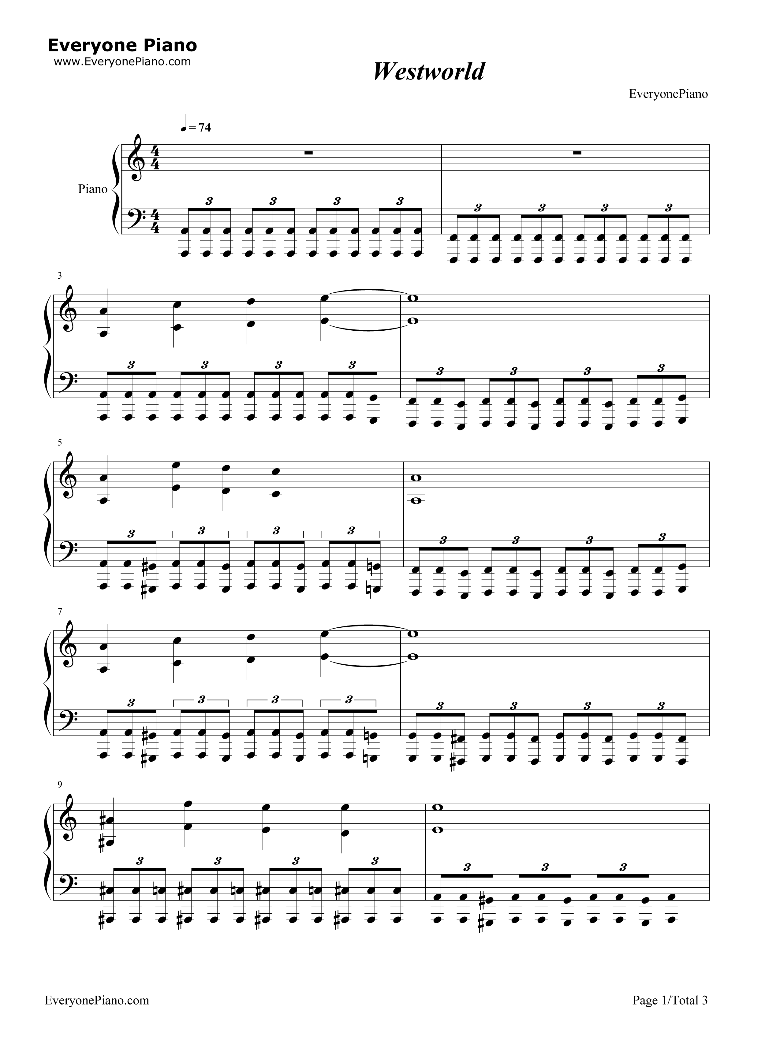 Main_Title_Theme_Westworld钢琴谱_Ramin_Djawadi