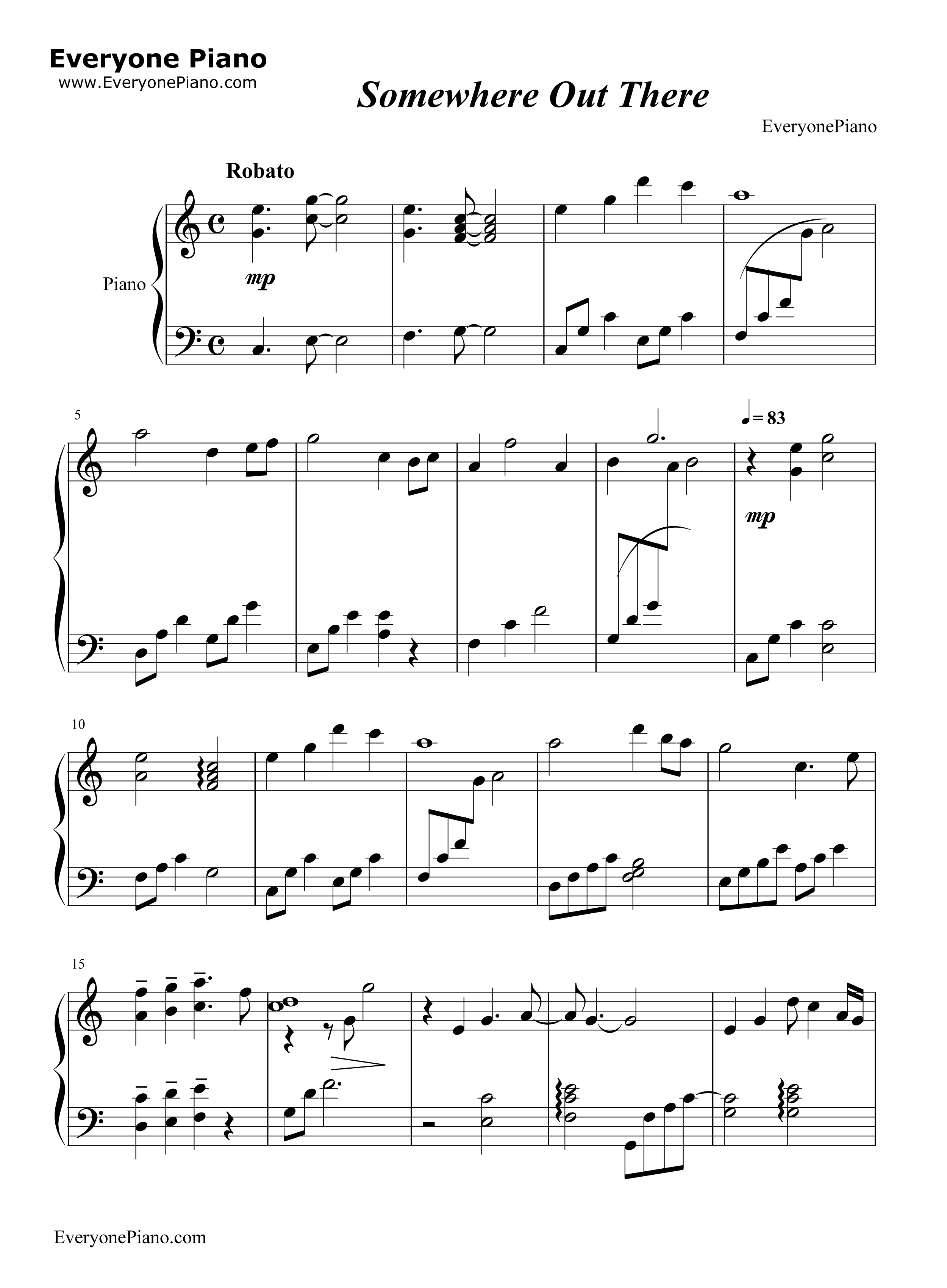 Somewhere_Out_There钢琴谱_James_Horner