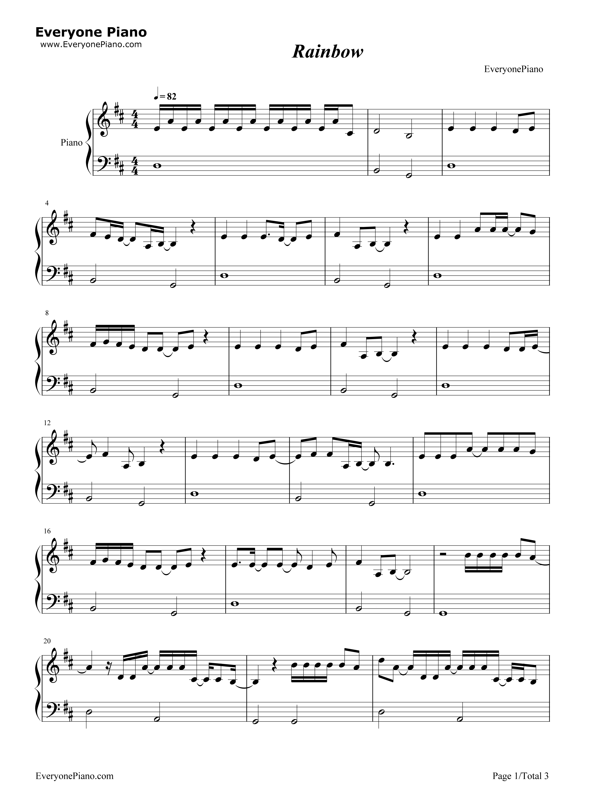 Rainbow钢琴谱_Sia