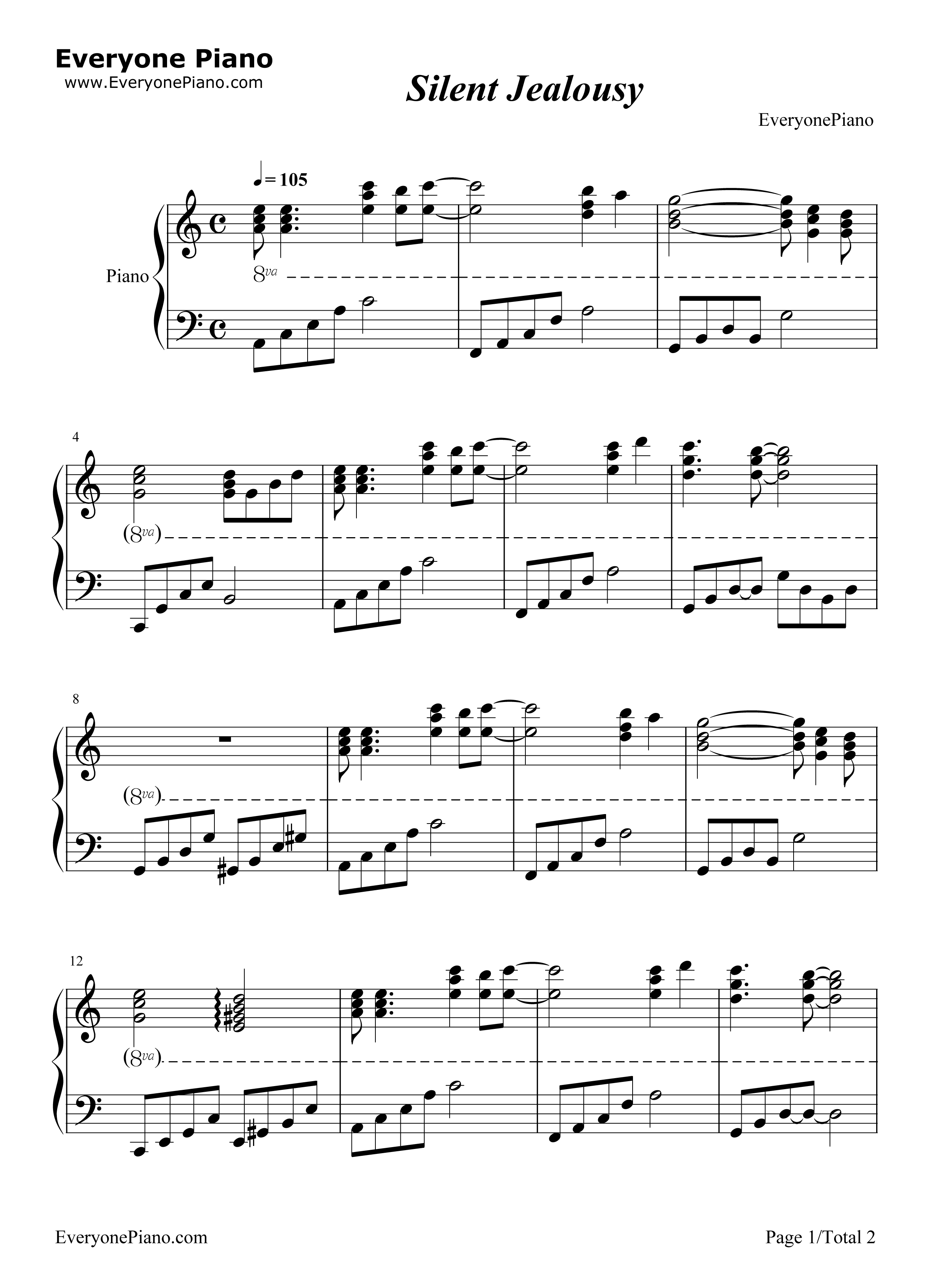 Silent_Jealousy钢琴谱_Yoshiki