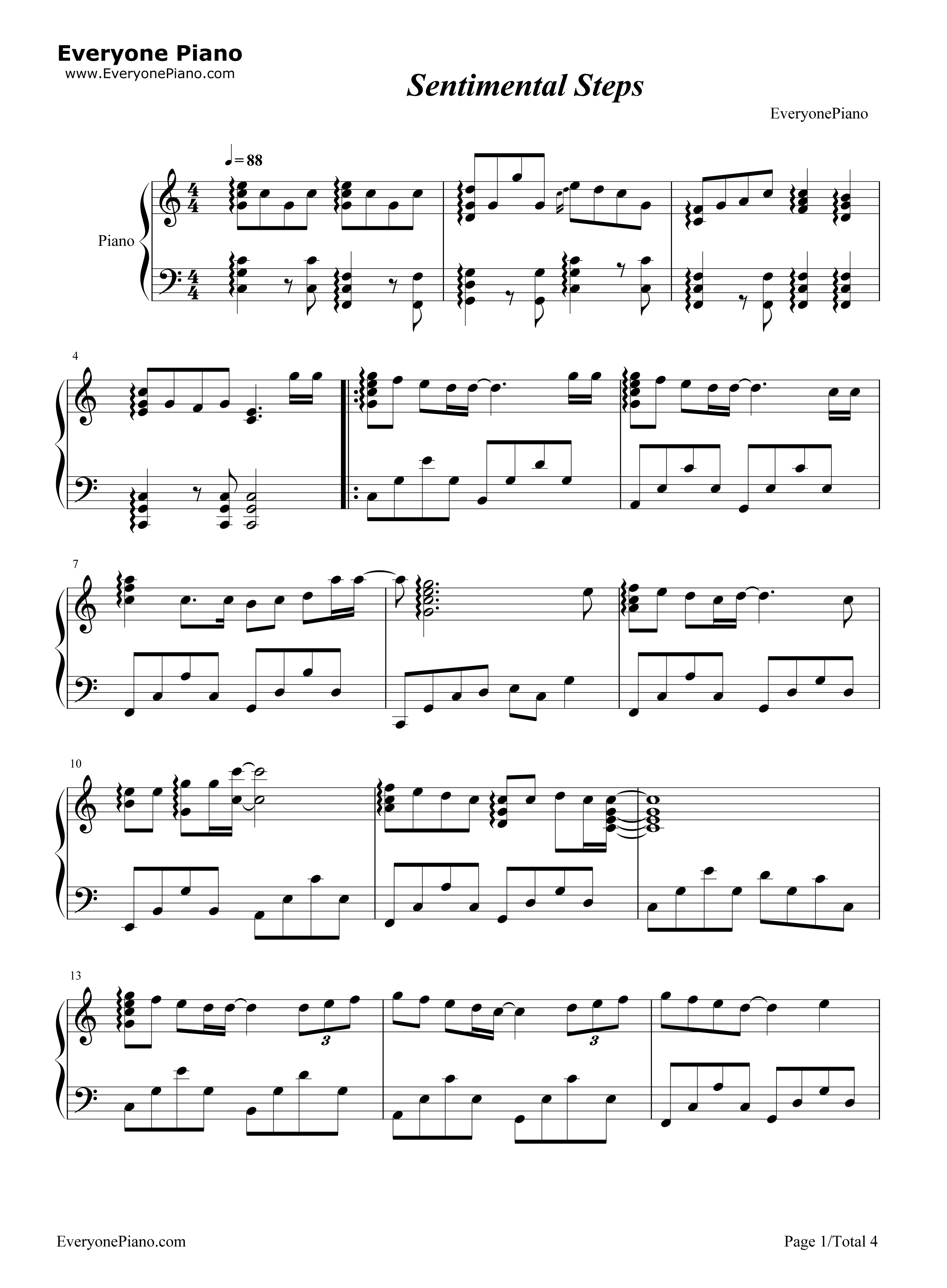 Sentimental_Steps钢琴谱_μ's