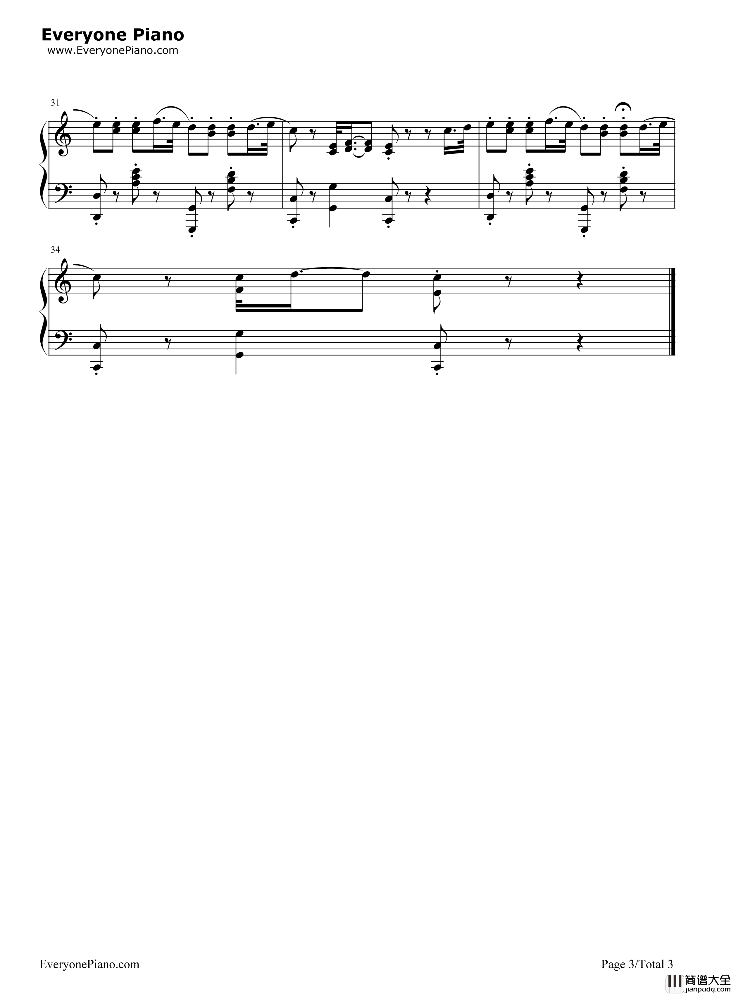 可爱颂钢琴谱_Hari__荷莉