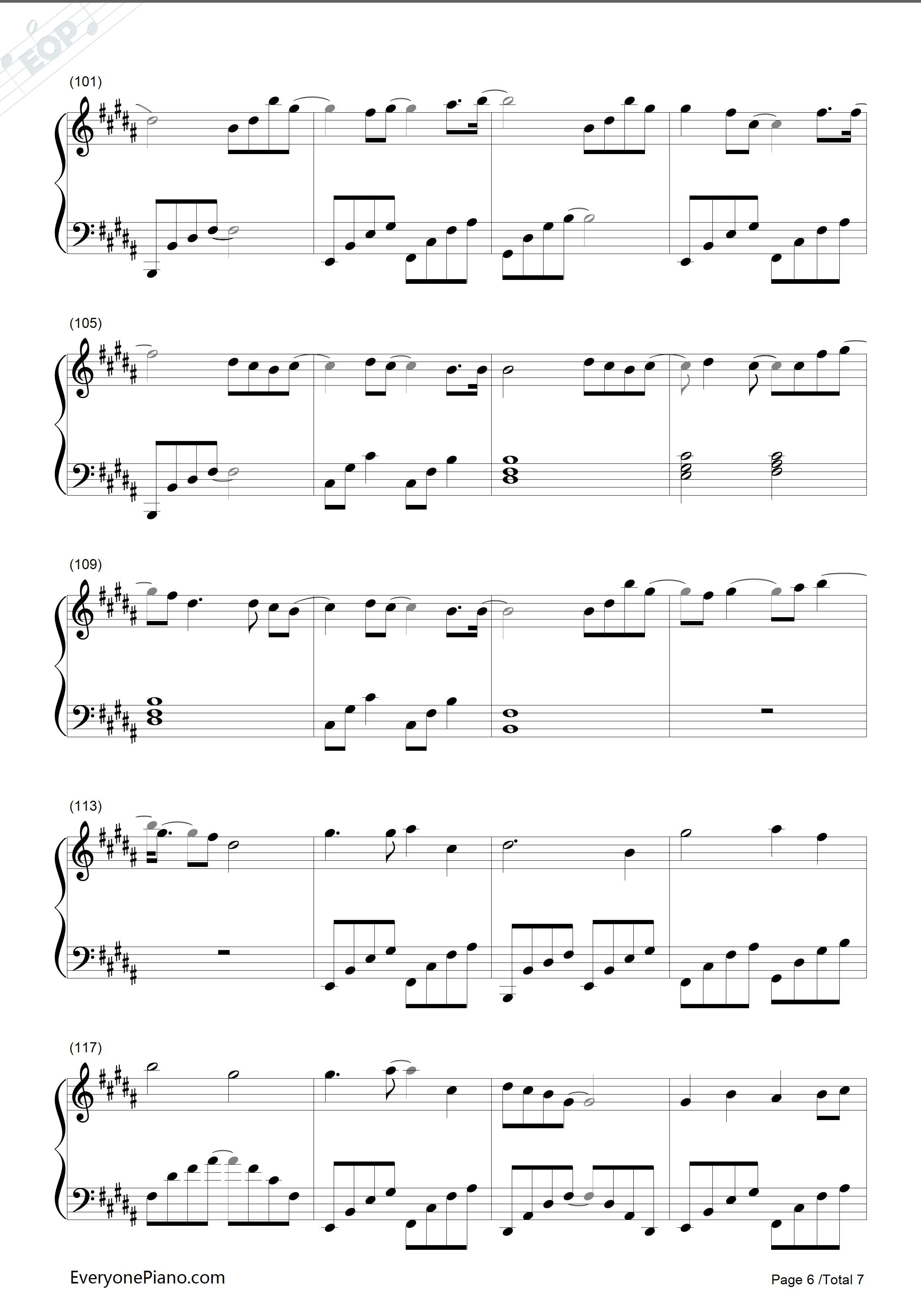 万物初始之风钢琴谱_平原绫香