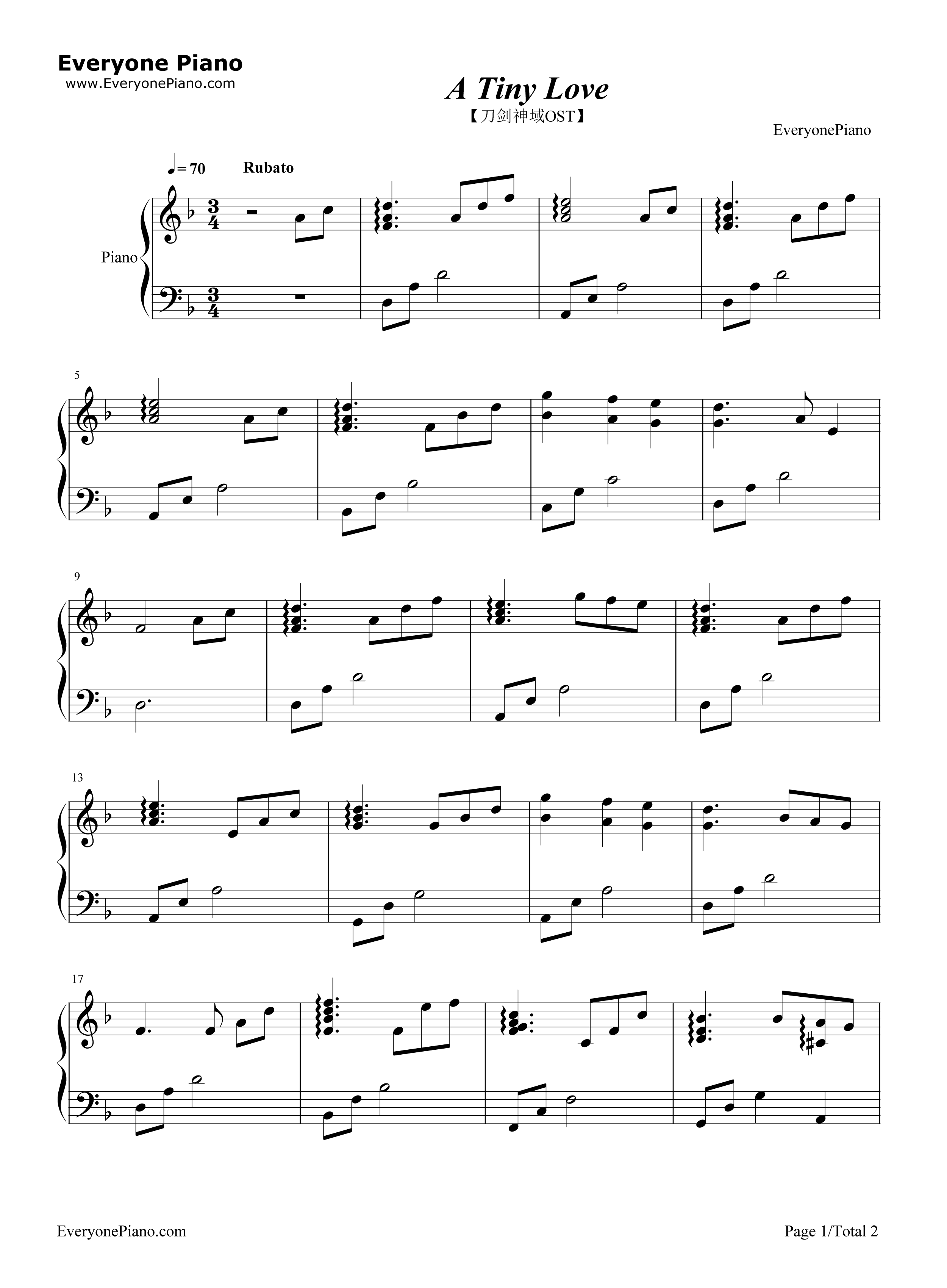 A_Tiny_Love钢琴谱_梶浦由记