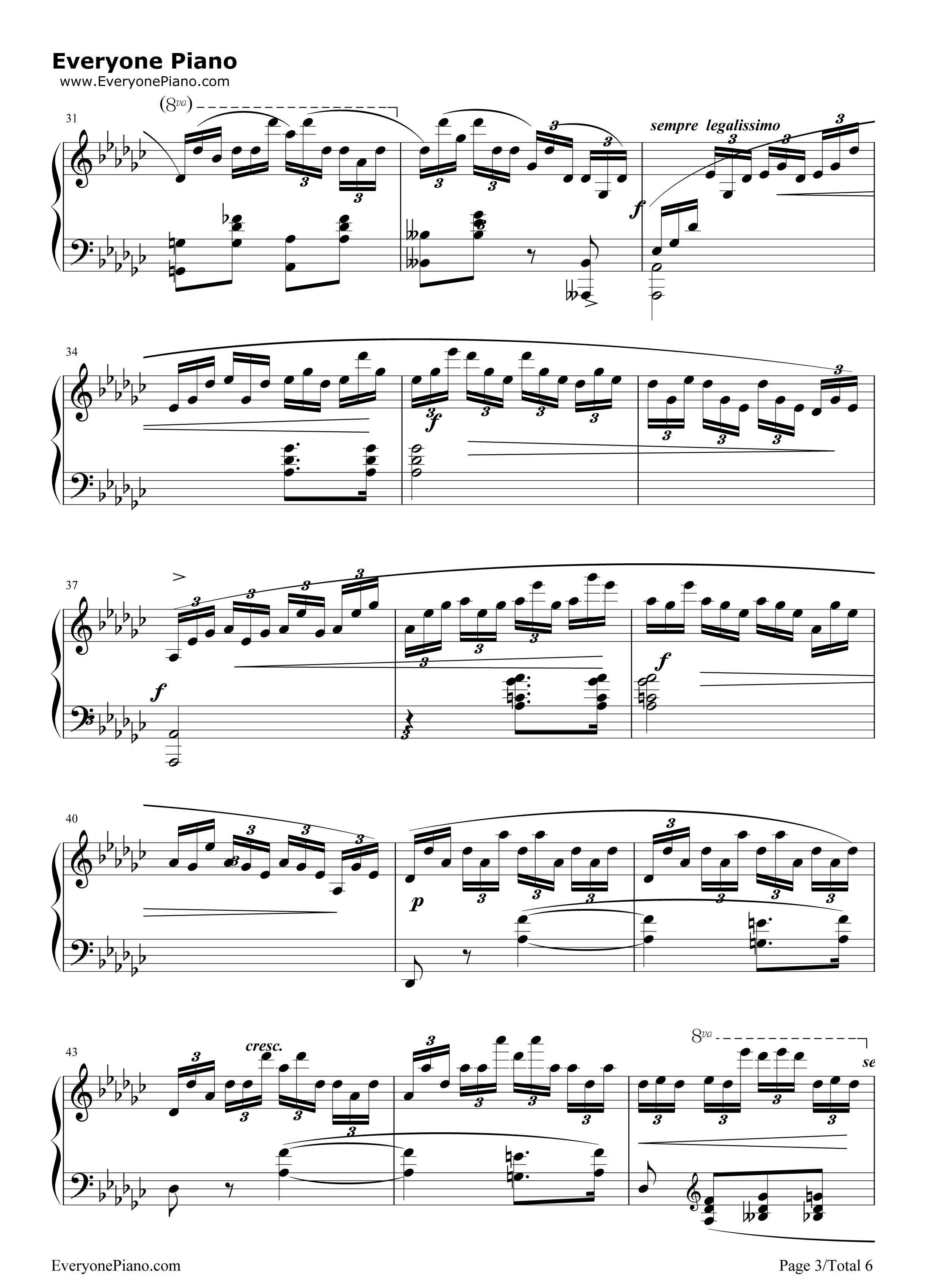 黑键练习曲钢琴谱_肖邦