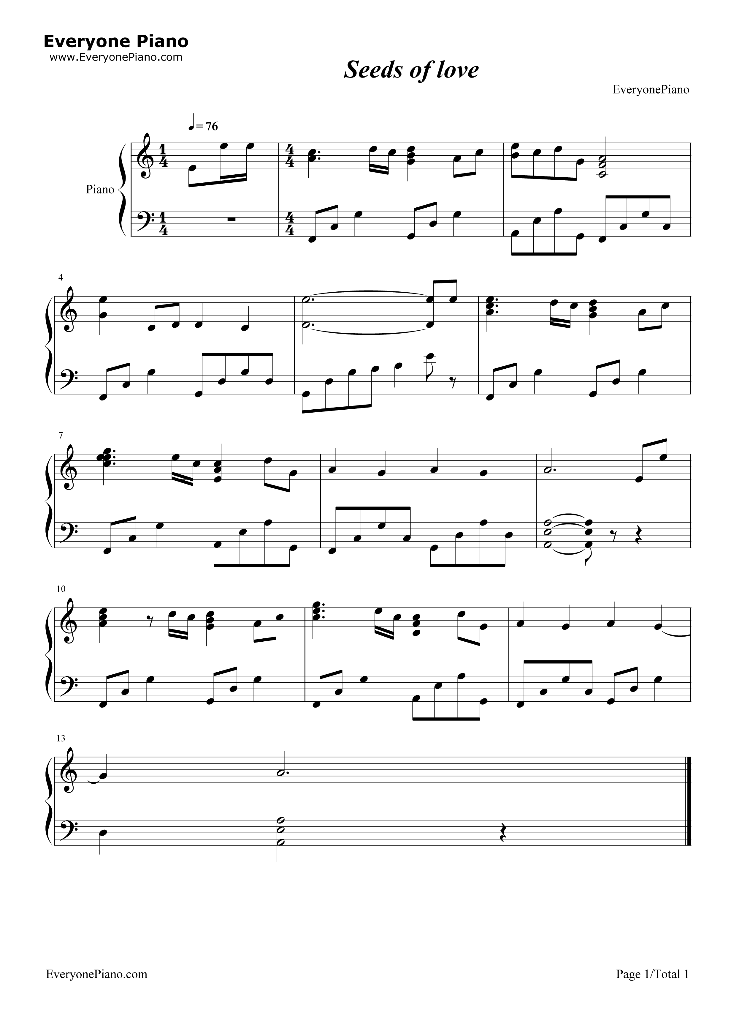 Seeds_of_Love钢琴谱_上田雅美