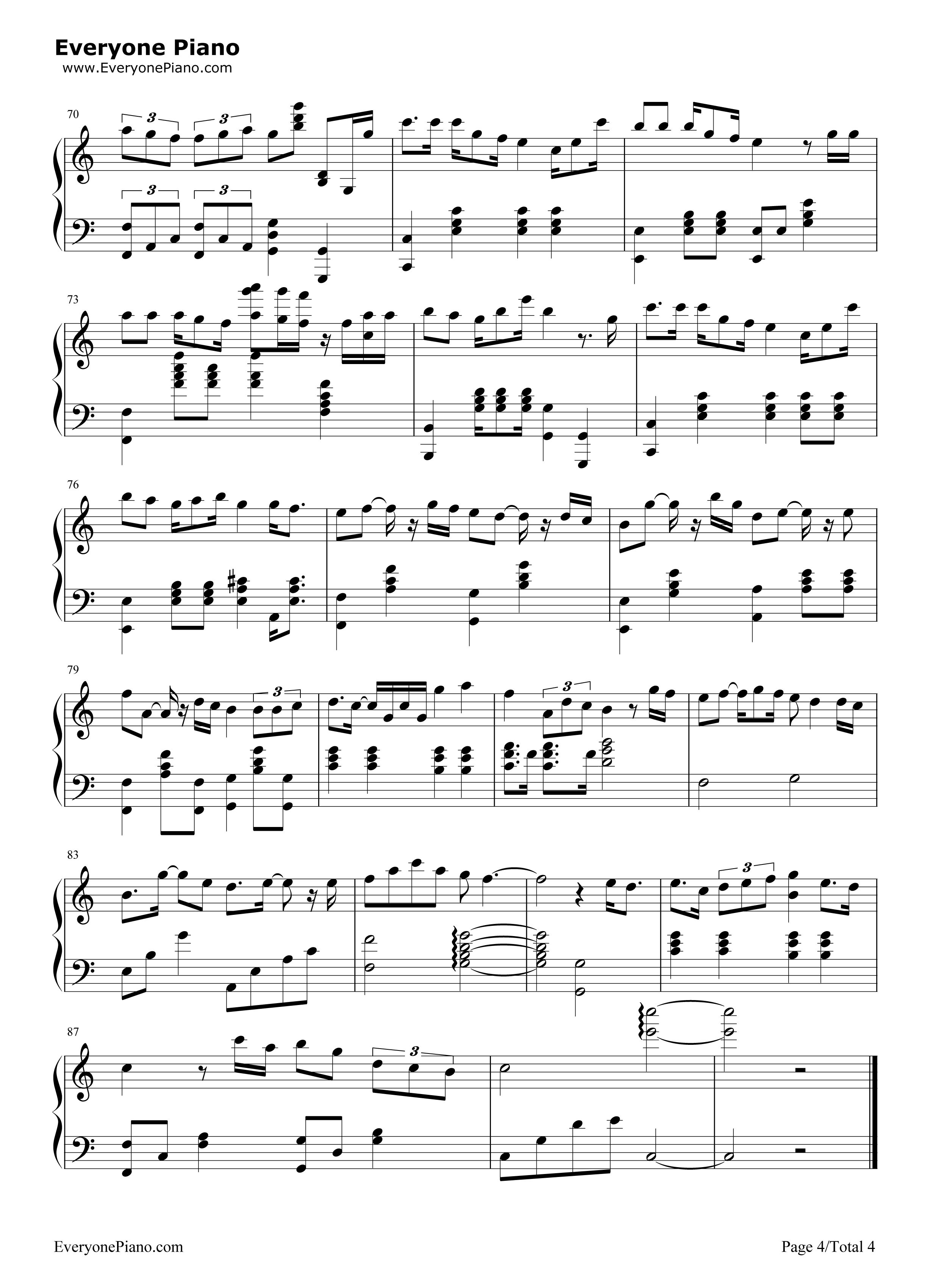 终身美丽钢琴谱_郑秀文