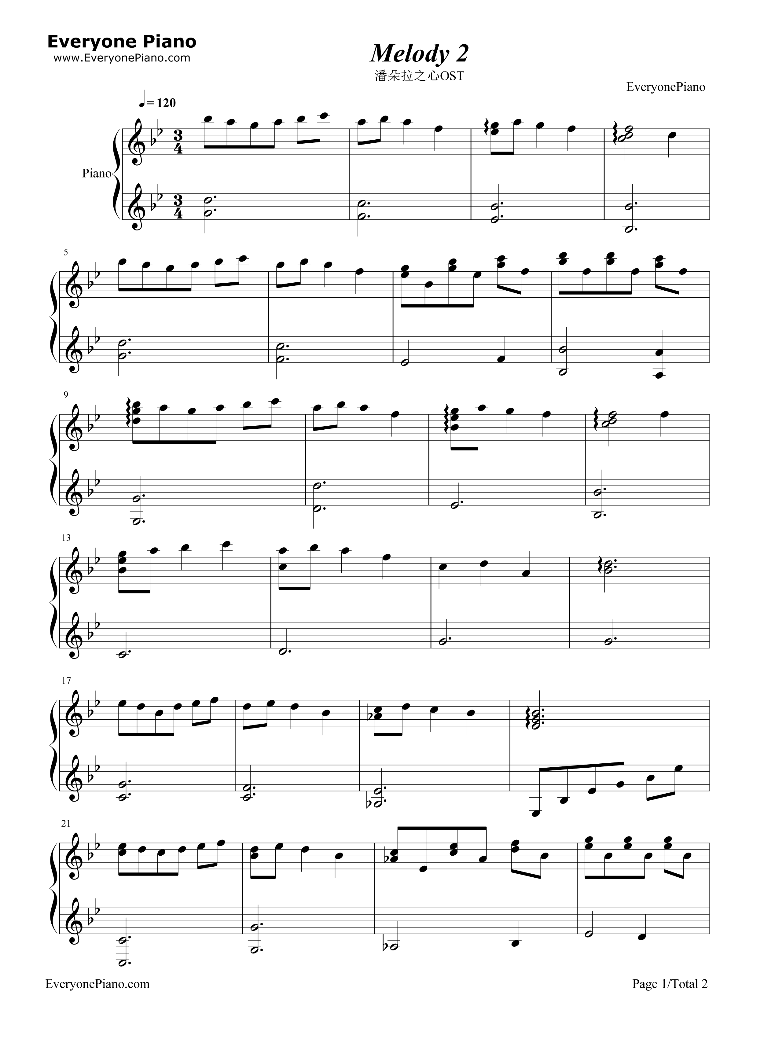 Melody_2钢琴谱_梶浦由记