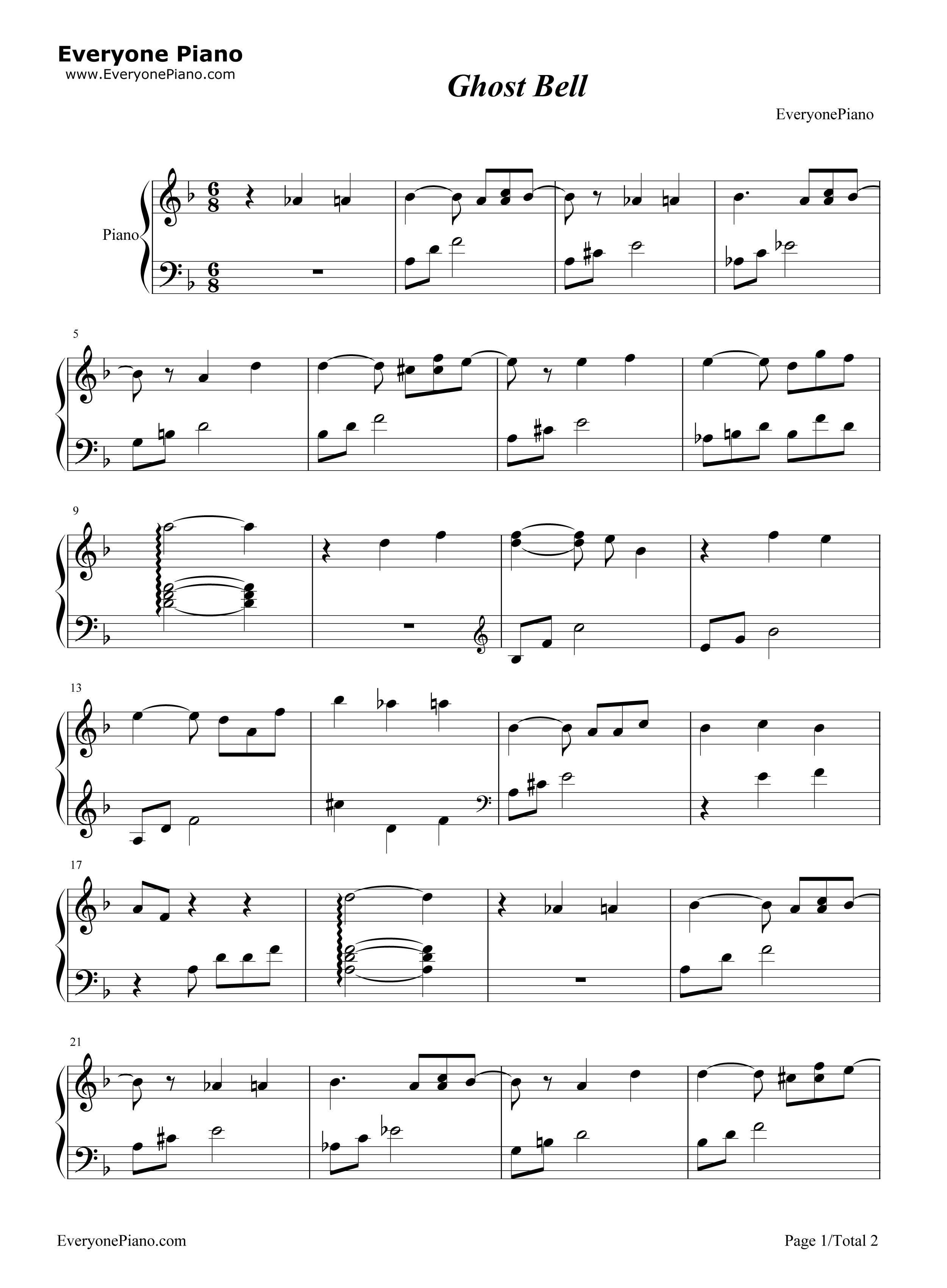 Ghost_Bell钢琴谱_深泽秀行